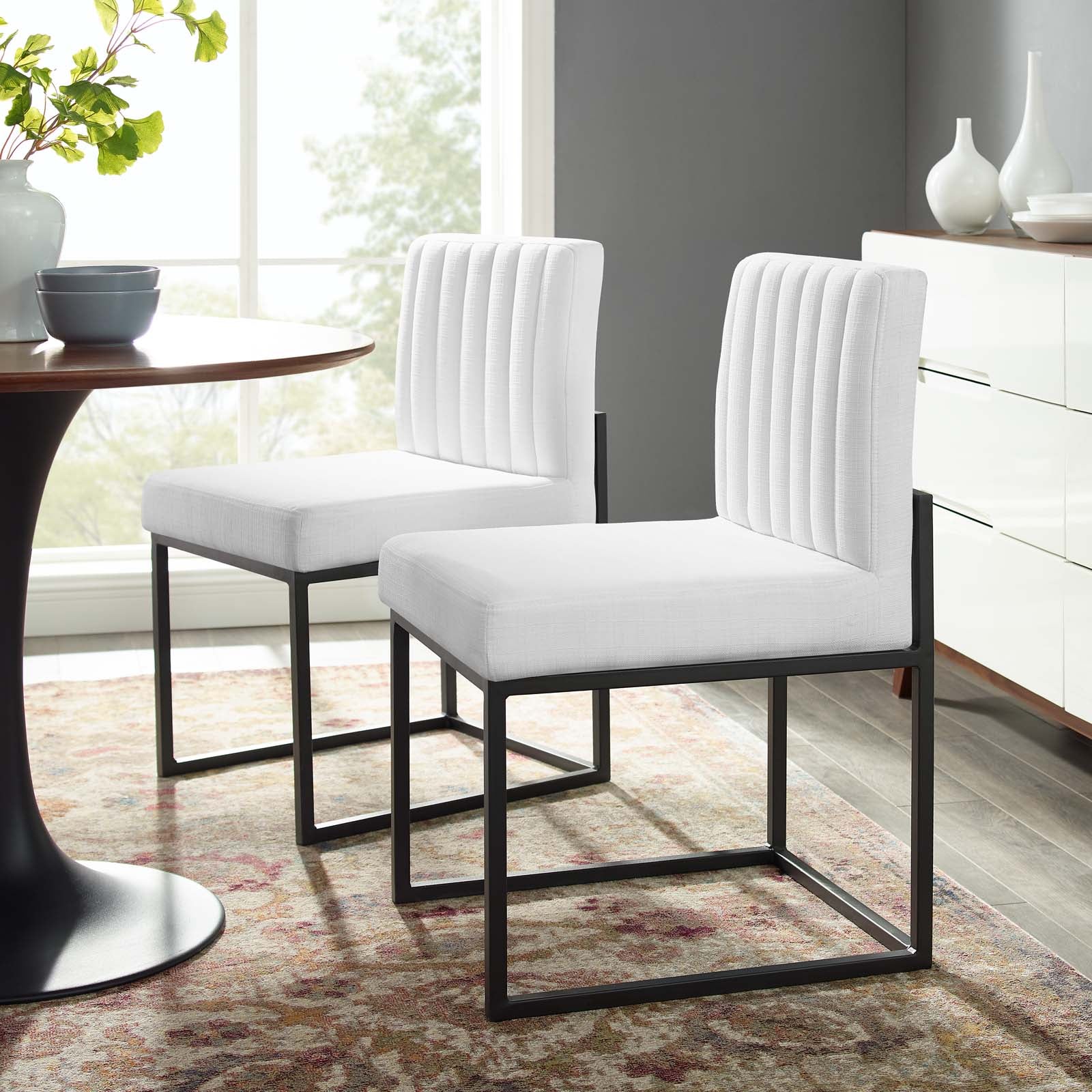 Modway Carriage Dining Chair Upholstered Fabric Set of 2 | Dining Chairs | 