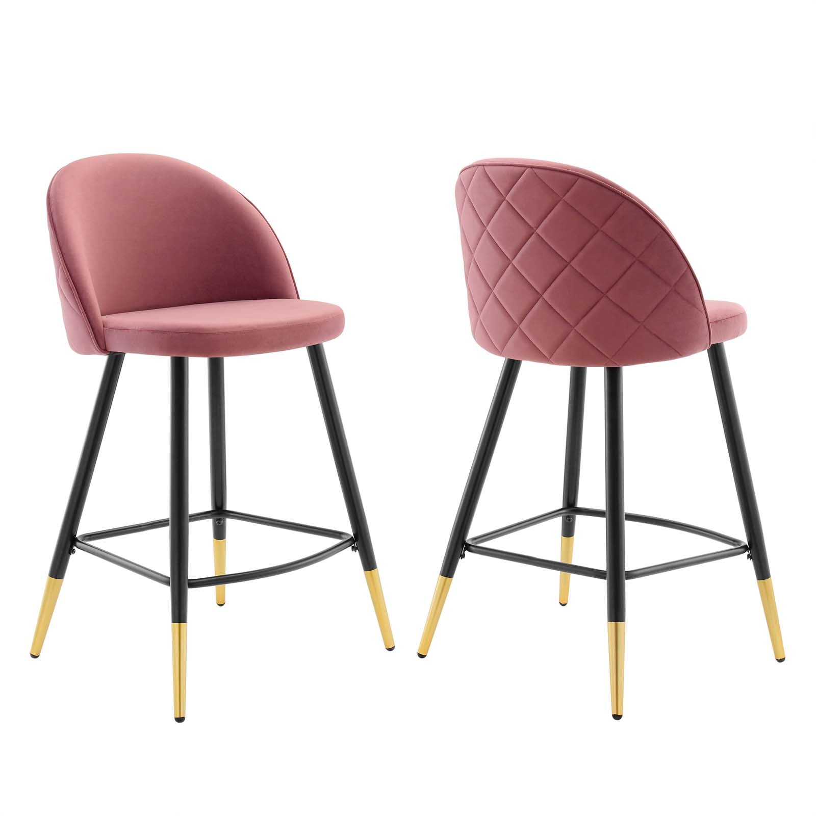 Modway Cordial Performance Velvet Counter Stools - Set of 2 | Bar Stools | 