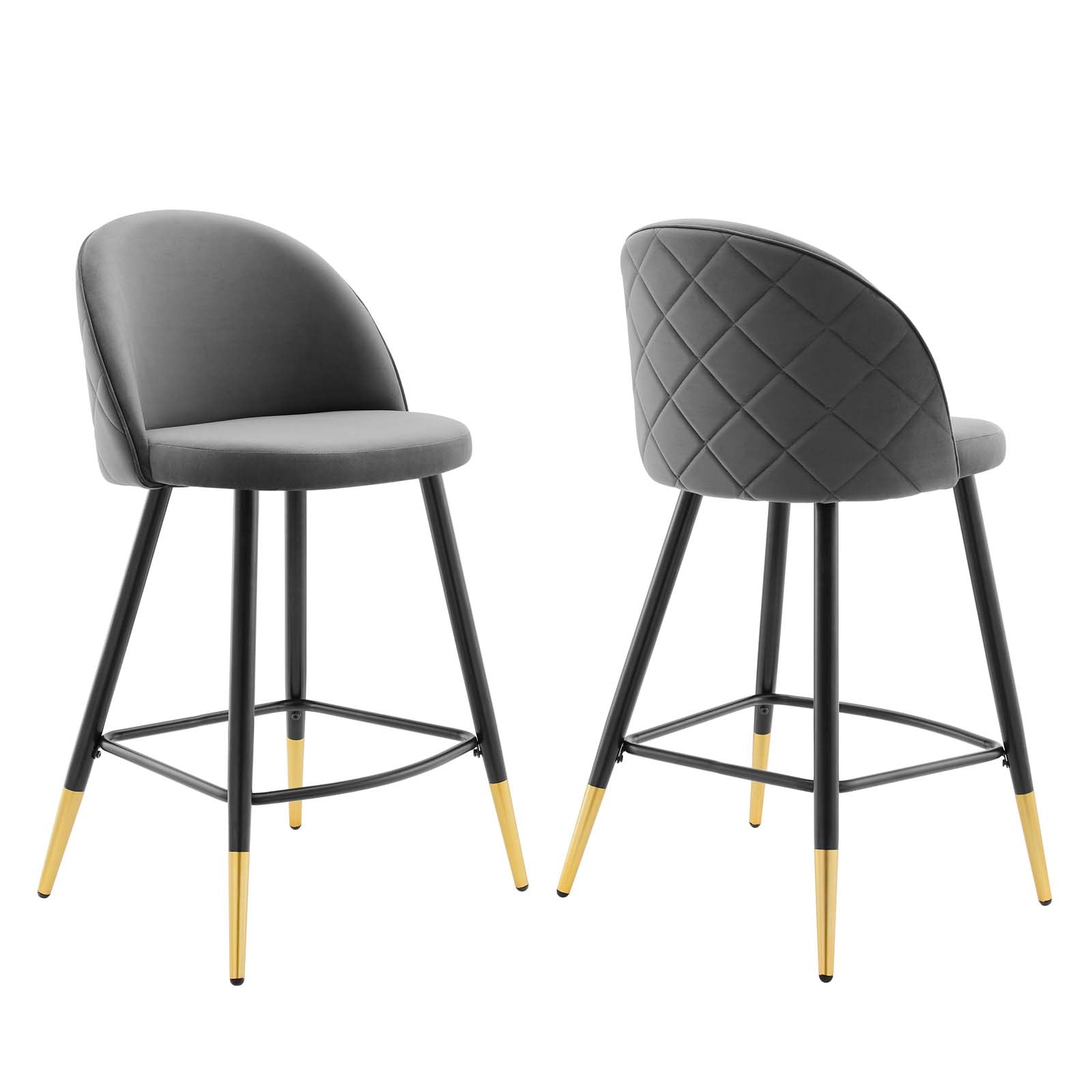 Modway Cordial Performance Velvet Counter Stools - Set of 2 | Bar Stools | 