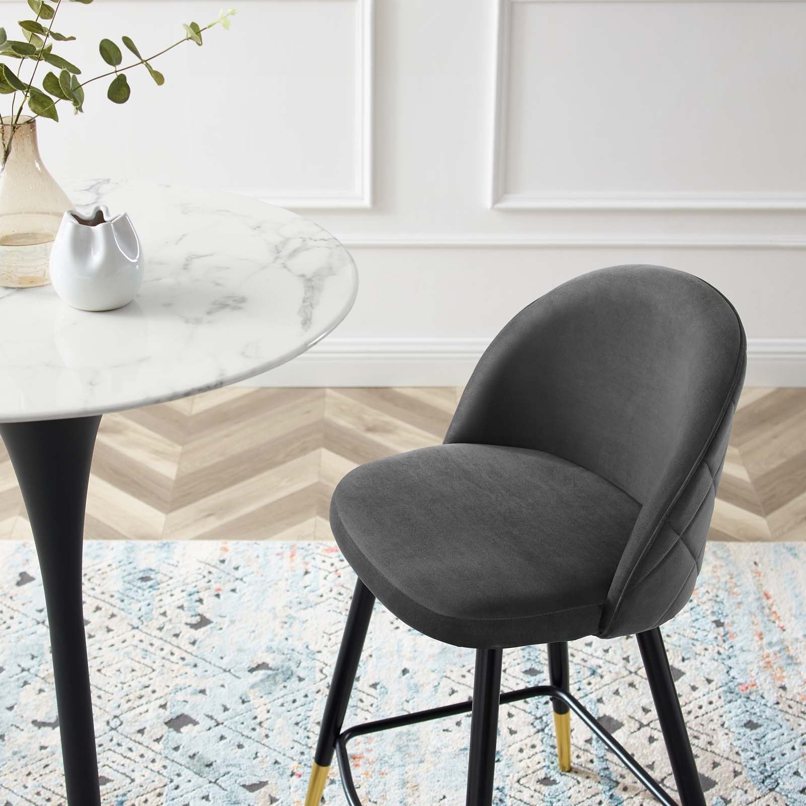 Modway Cordial Performance Velvet Counter Stools - Set of 2 | Bar Stools | 