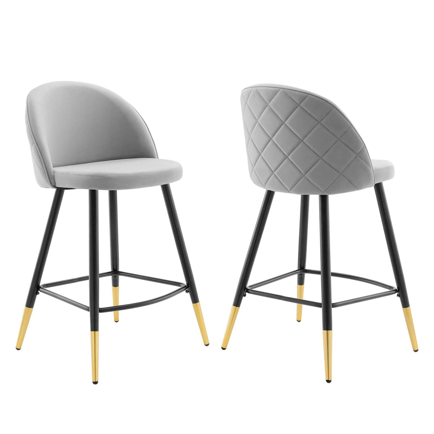 Modway Cordial Performance Velvet Counter Stools - Set of 2 | Bar Stools | 