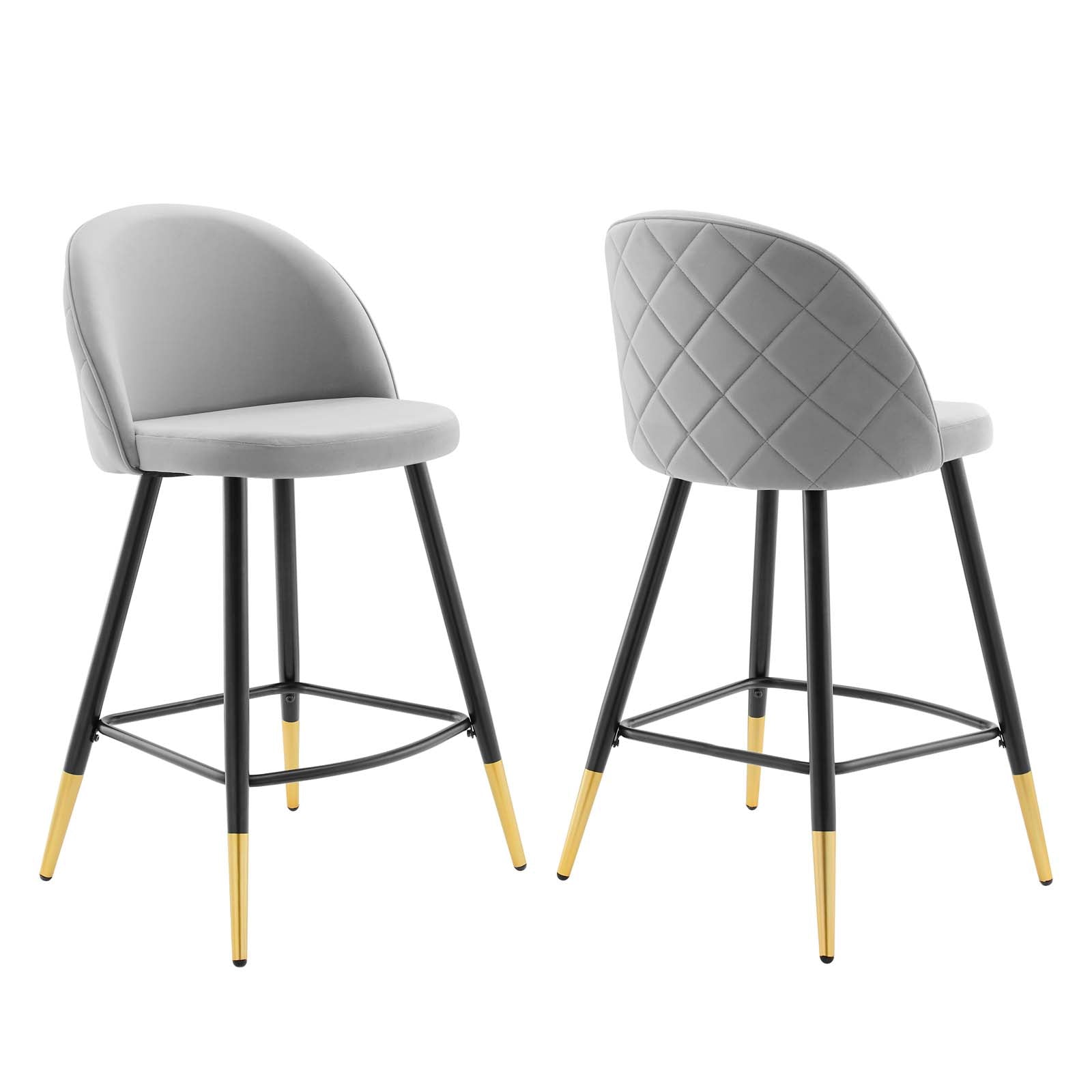 Modway Cordial Performance Velvet Counter Stools - Set of 2 | Bar Stools | 