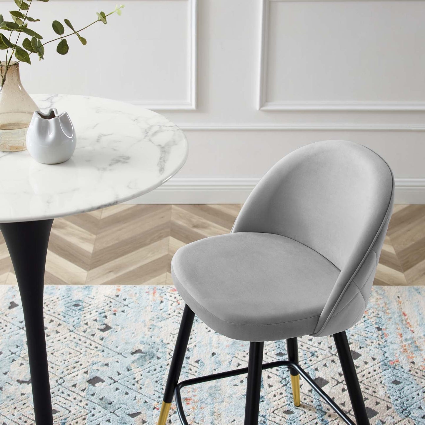 Modway Cordial Performance Velvet Counter Stools - Set of 2 | Bar Stools | 