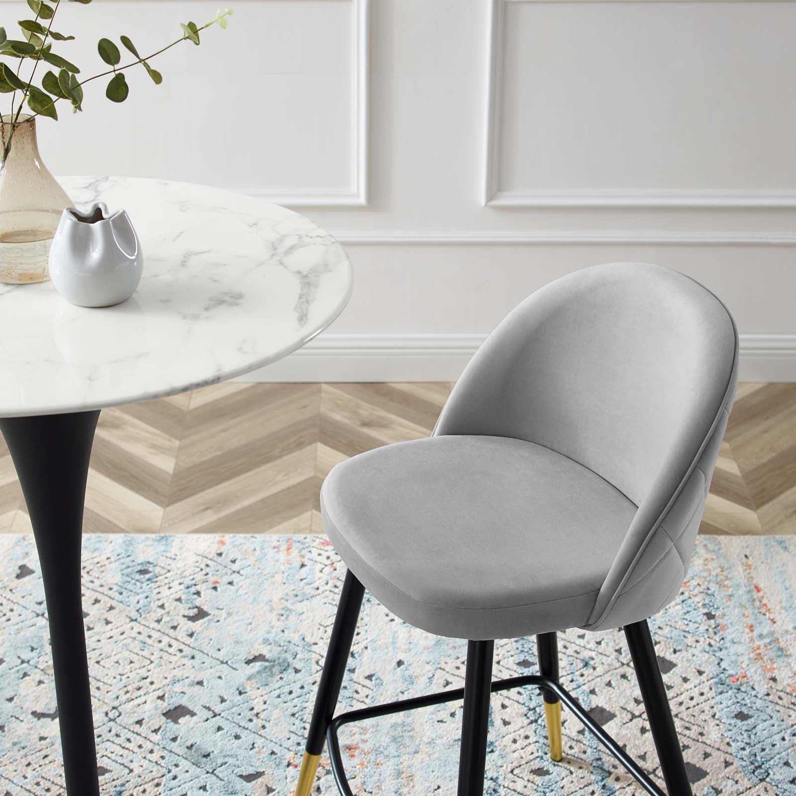 Modway Cordial Performance Velvet Counter Stools - Set of 2 | Bar Stools | 