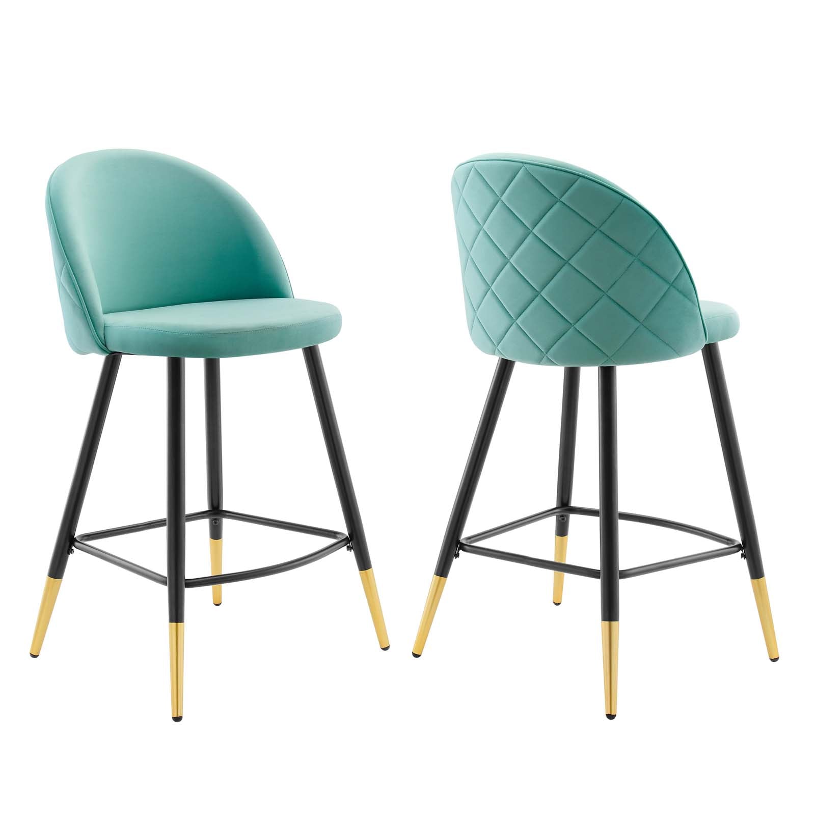 Modway Cordial Performance Velvet Counter Stools - Set of 2 | Bar Stools | 