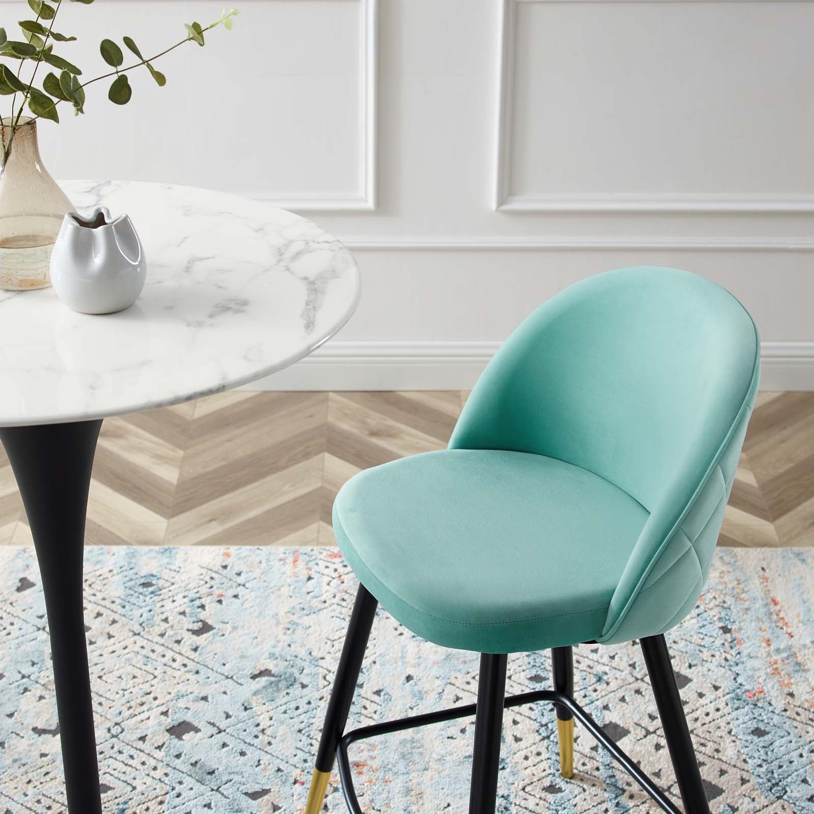 Modway Cordial Performance Velvet Counter Stools - Set of 2 | Bar Stools | 