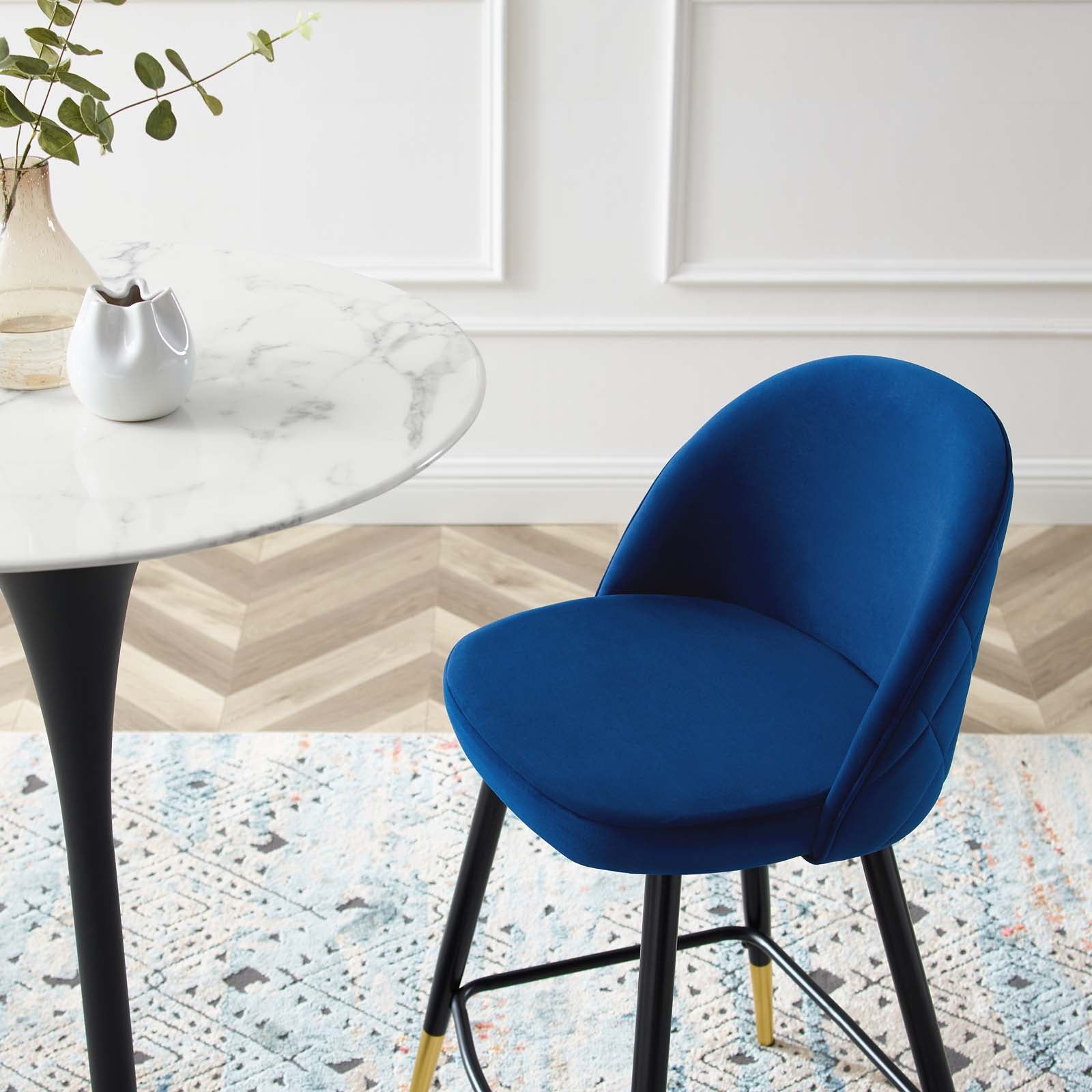 Modway Cordial Performance Velvet Counter Stools - Set of 2 | Bar Stools | 