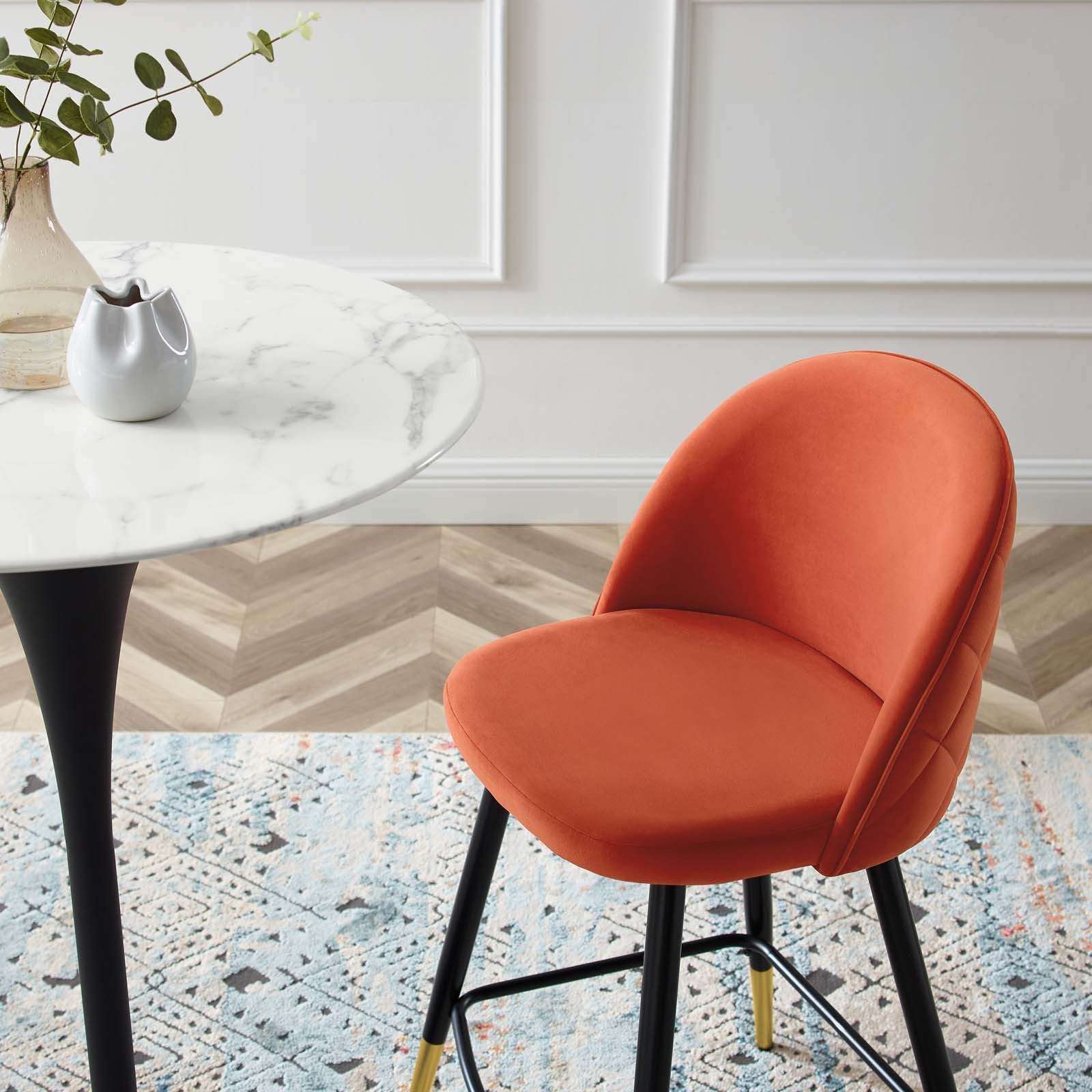 Modway Cordial Performance Velvet Counter Stools - Set of 2 | Bar Stools | 