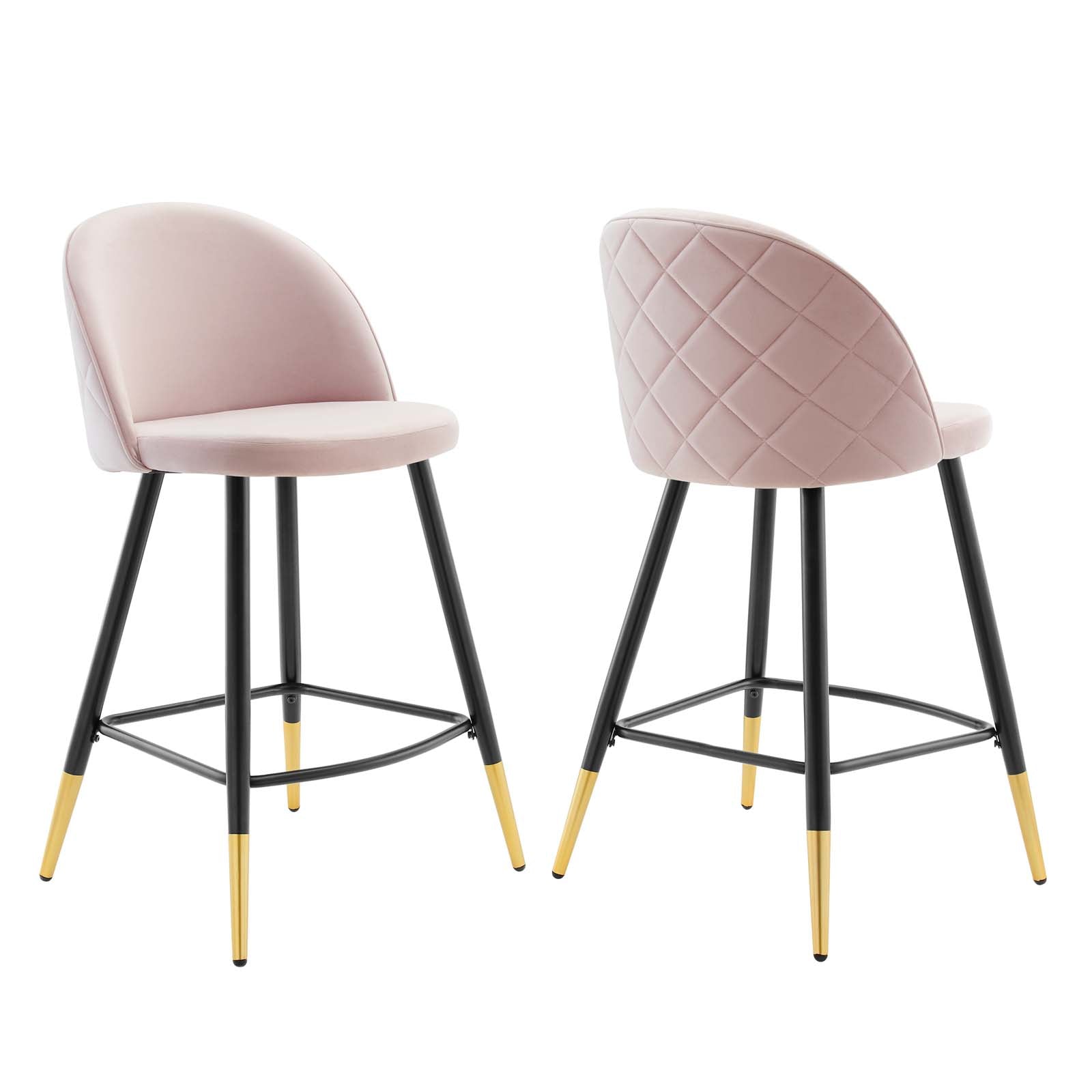 Modway Cordial Performance Velvet Counter Stools - Set of 2 | Bar Stools | 