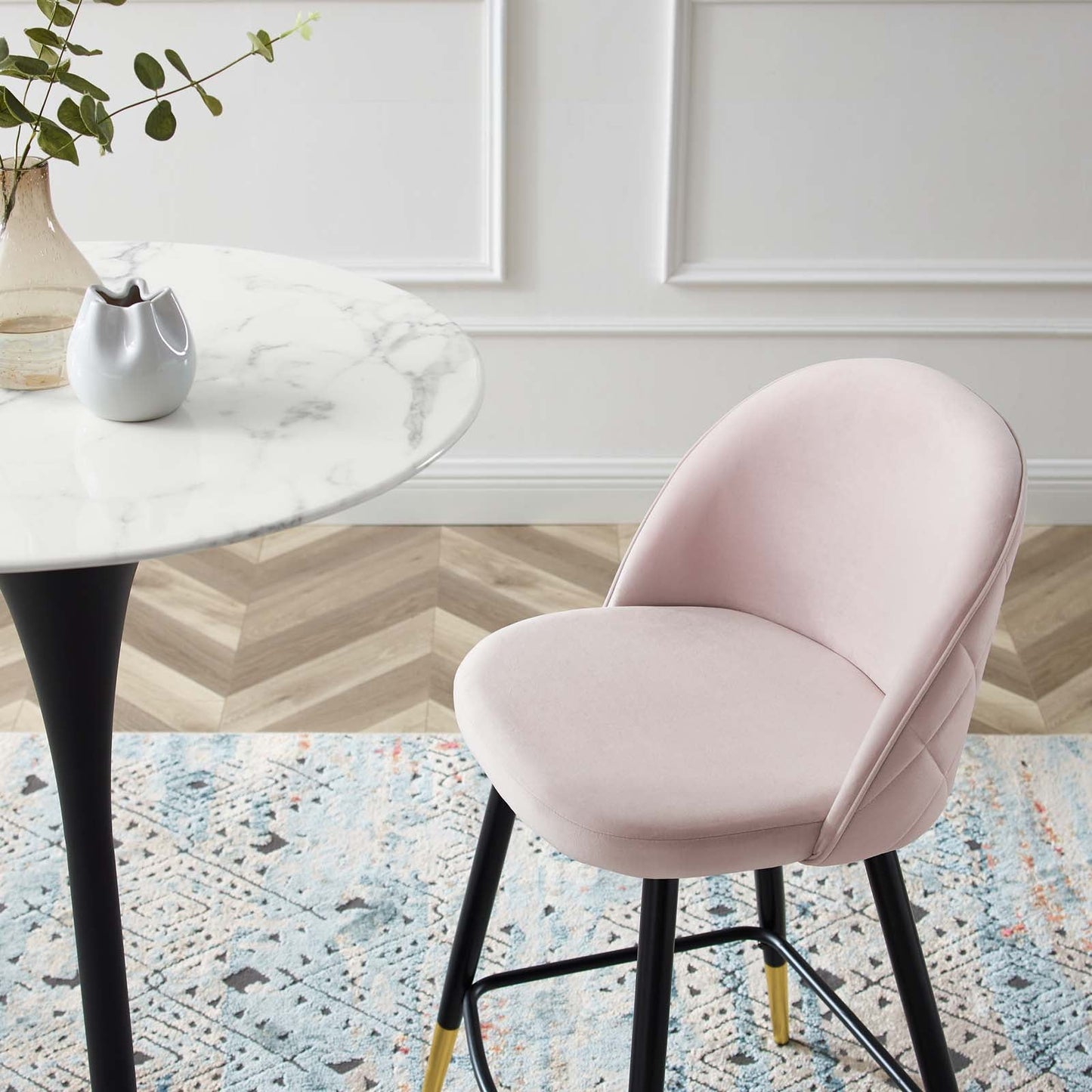 Modway Cordial Performance Velvet Counter Stools - Set of 2 | Bar Stools | 