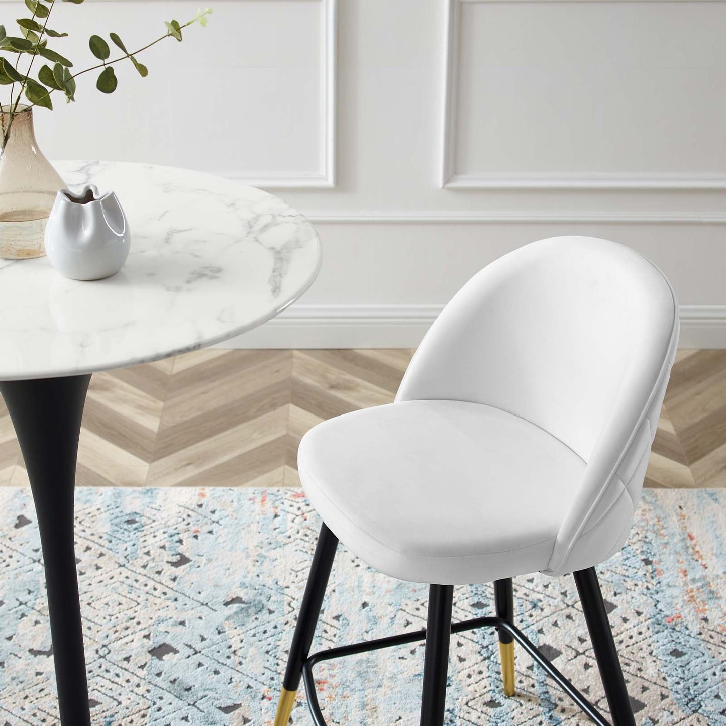 Modway Cordial Performance Velvet Counter Stools - Set of 2 | Bar Stools | 