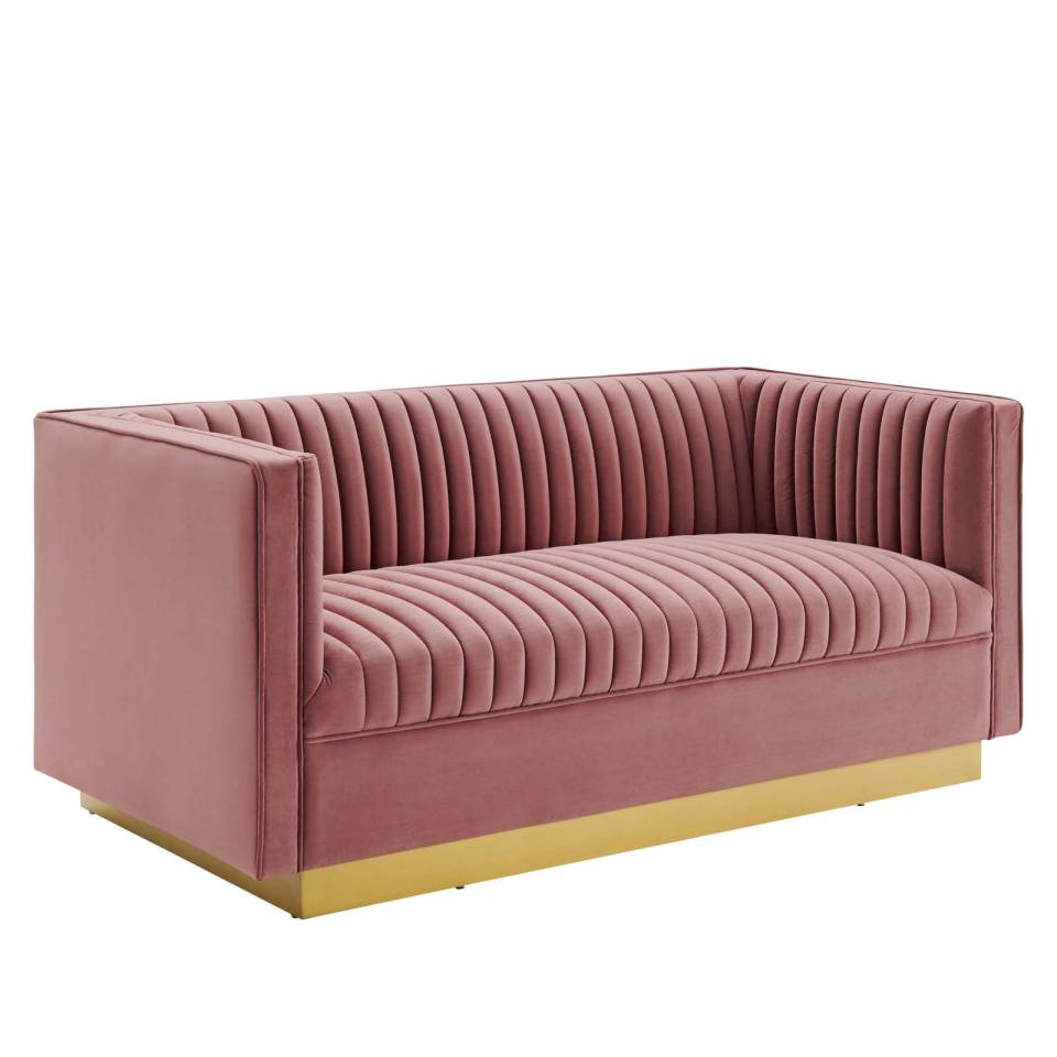 Modway Sanguine Vertical Channel Tufted Performance Velvet Loveseat | Loveseats | Modishstore-6