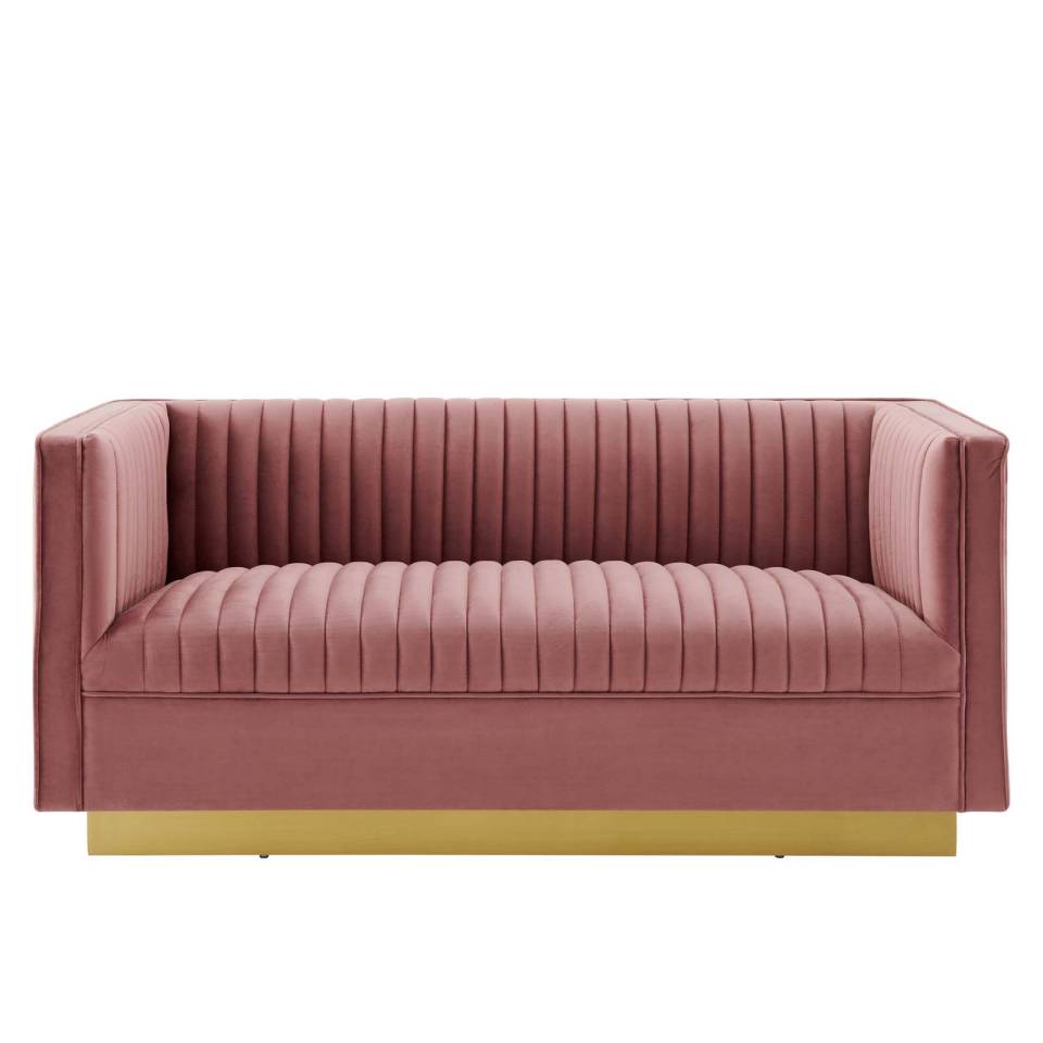 Modway Sanguine Vertical Channel Tufted Performance Velvet Loveseat | Loveseats | Modishstore-2