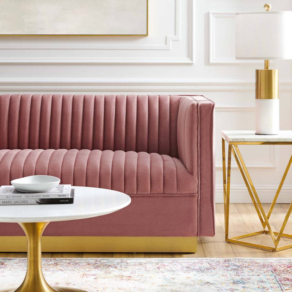 Modway Sanguine Vertical Channel Tufted Performance Velvet Loveseat | Loveseats | Modishstore-5