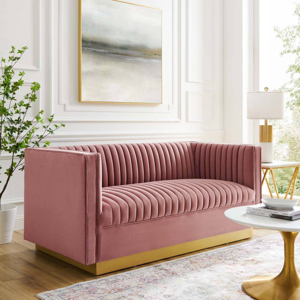 Modway Sanguine Vertical Channel Tufted Performance Velvet Loveseat | Loveseats | Modishstore