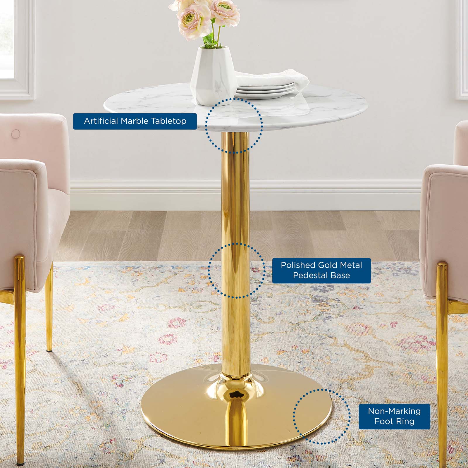 Modway Verne 28" Artificial Marble Dining Table | Dining Tables | Modishstore-5