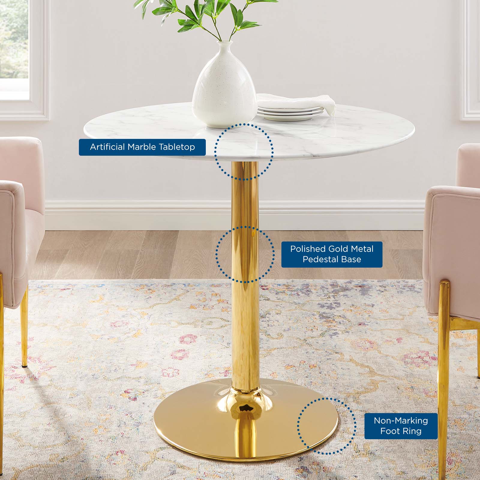 Modway Verne 35" Artificial Marble Dining Table | Dining Tables | Modishstore-5