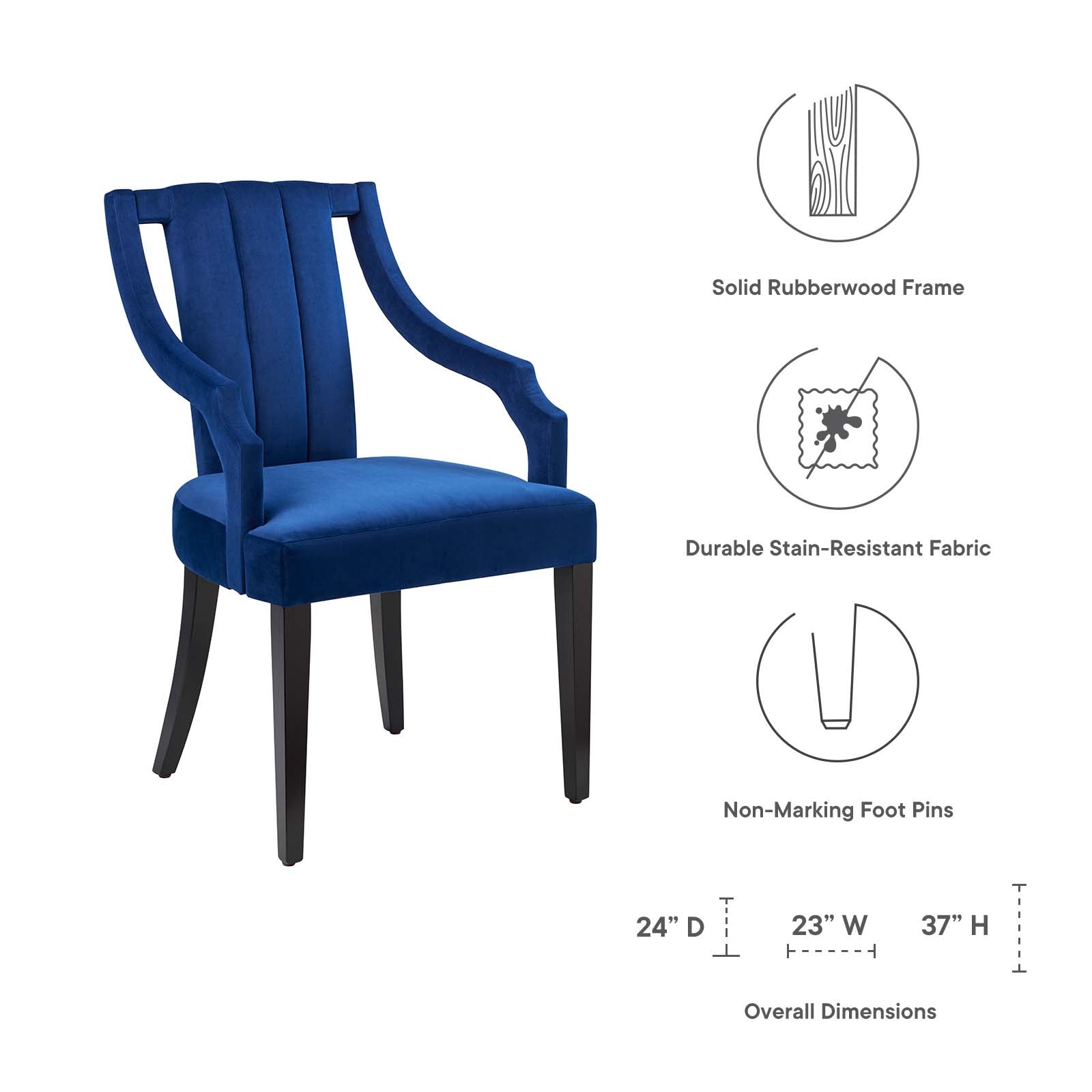 Virtue Performance Velvet Dining Chairs - Set of 2 By Modway - EEI-4554 | Dining Chairs | Modishstore - 22