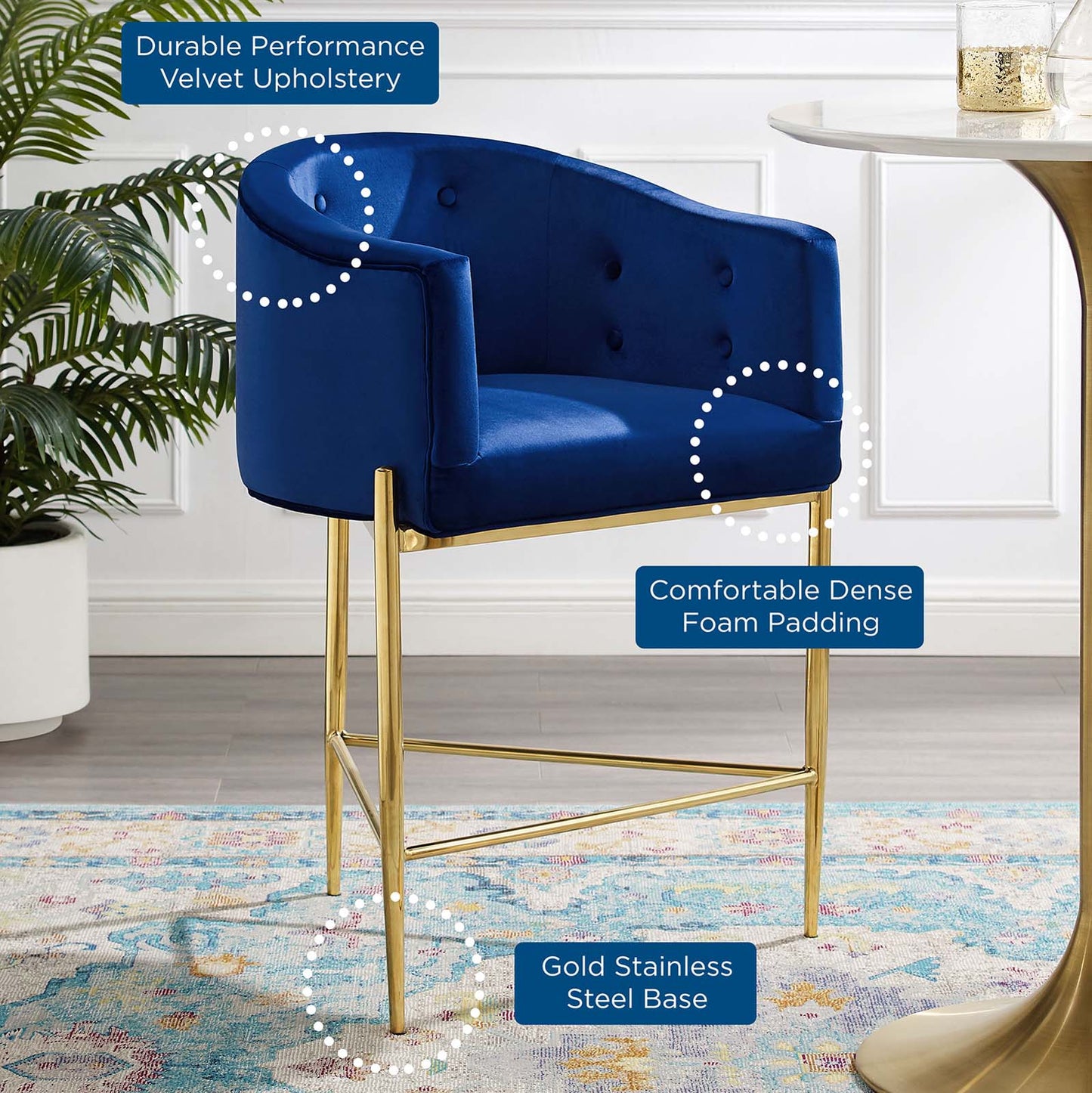 Savour Tufted Performance Velvet Counter Stool Set of 2 By Modway - EEI-4596 | Counter Stools | Modishstore - 9