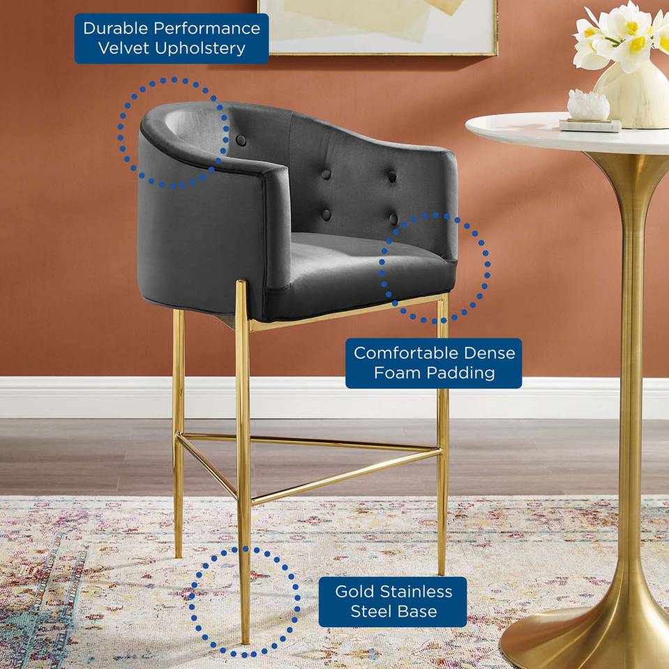 Modway Savour Tufted Performance Velvet Bar Stool Set of 2 | Bar Stools | Modishstore-8