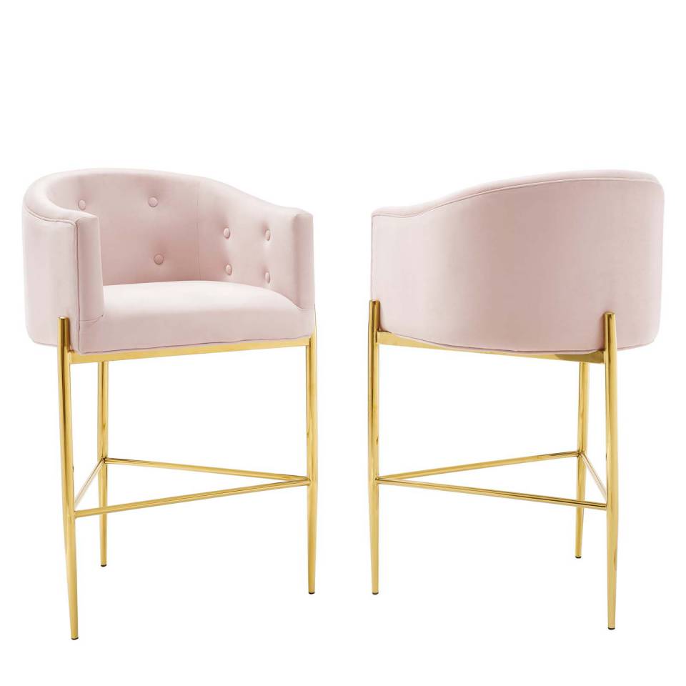 Modway Savour Tufted Performance Velvet Bar Stool Set of 2 | Bar Stools | Modishstore-11