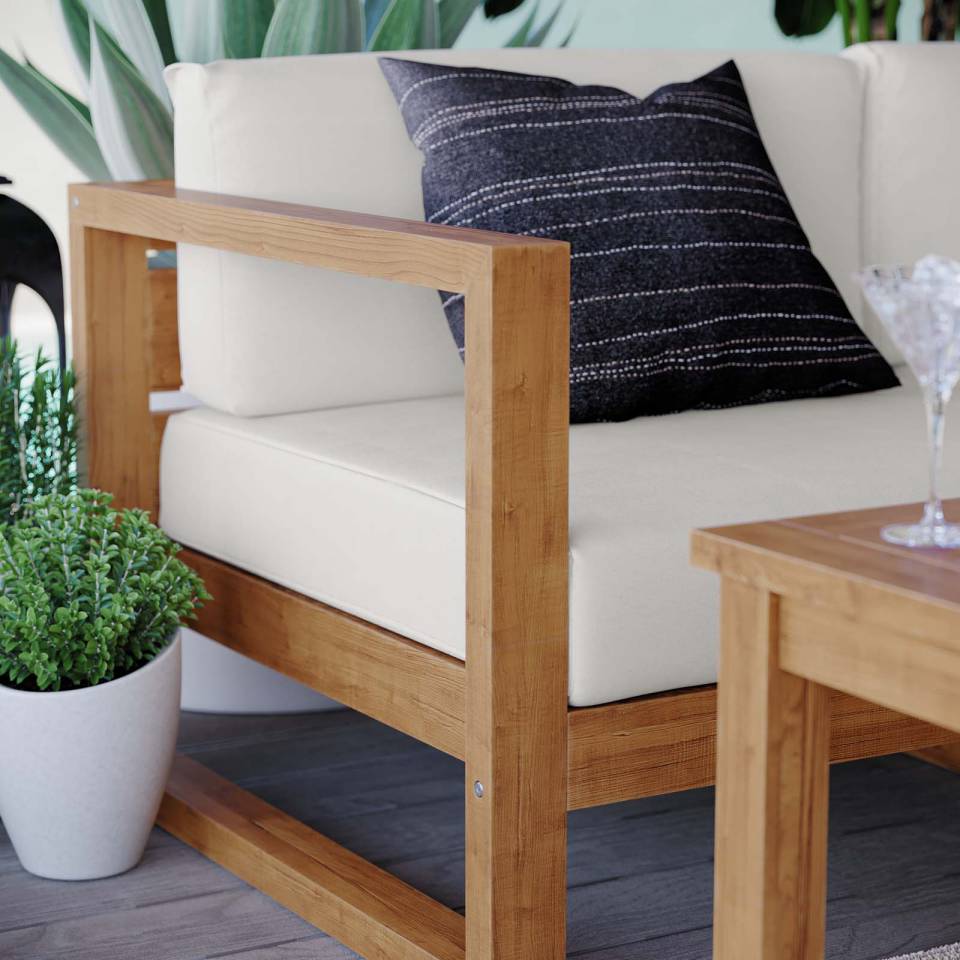 Modway Upland Outdoor Patio Teak Wood 5-Piece Sectional Sofa Set | Outdoor Sofas, Loveseats & Sectionals | Modishstore-16