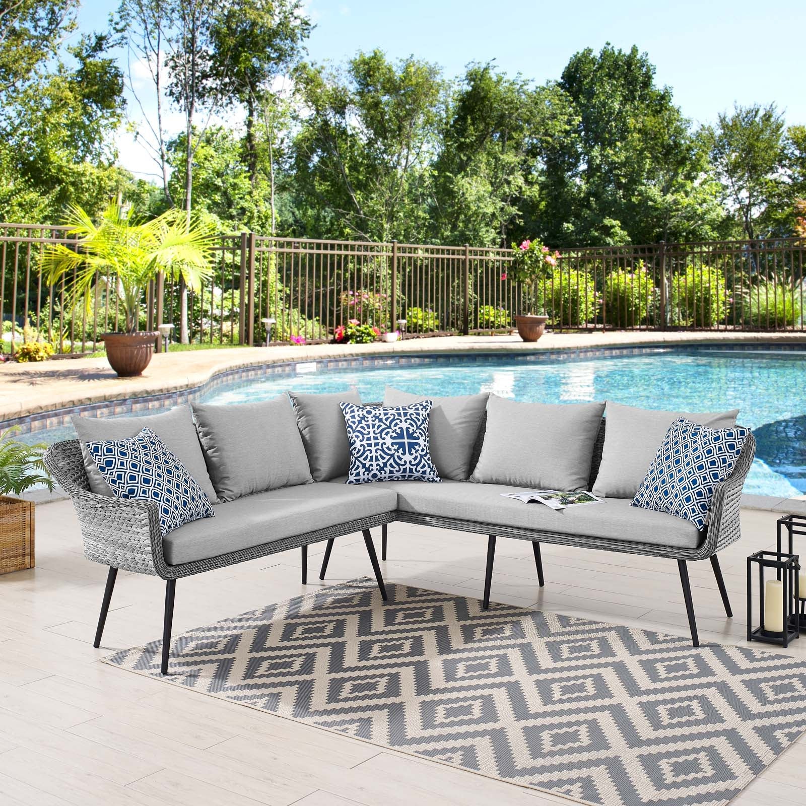 Modway Endeavor Outdoor Patio Wicker Rattan Sectional Sofa | Outdoor Sofas, Loveseats & Sectionals | 