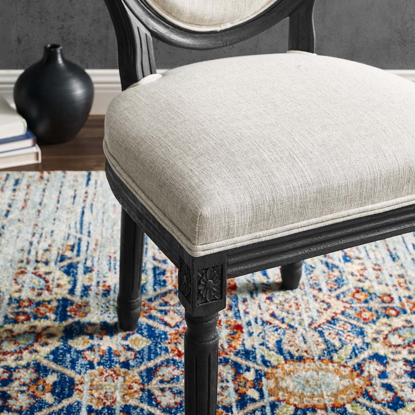 Modway Emanate Vintage French Upholstered Fabric Dining Side Chair | Dining Chairs | 