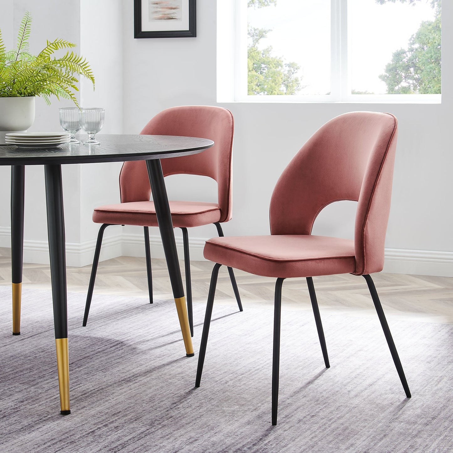 Modway Nico Performance Velvet Dining Chair Set of 2 | Dining Chairs | Modishstore