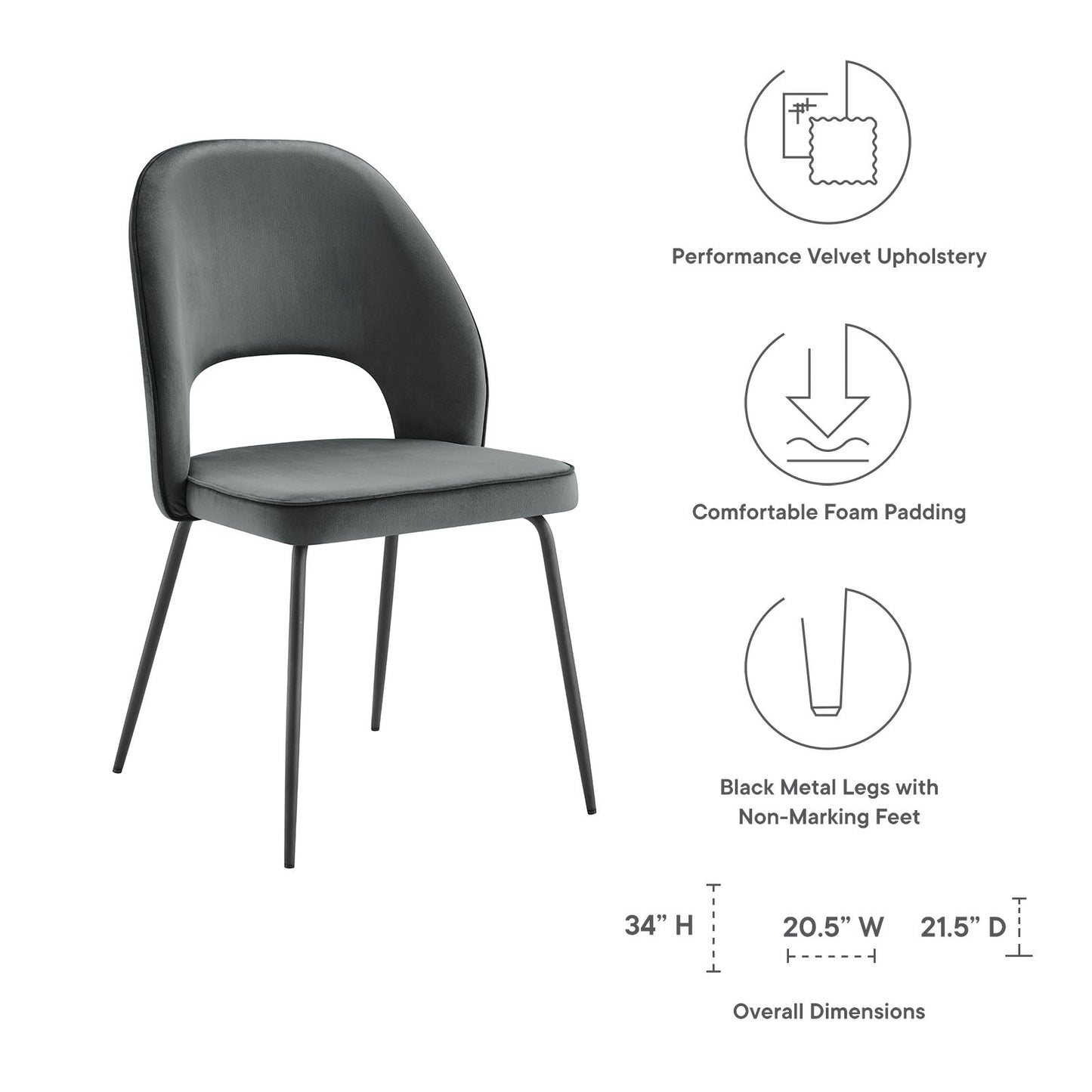 Modway Nico Performance Velvet Dining Chair Set of 2 | Dining Chairs | Modishstore-8