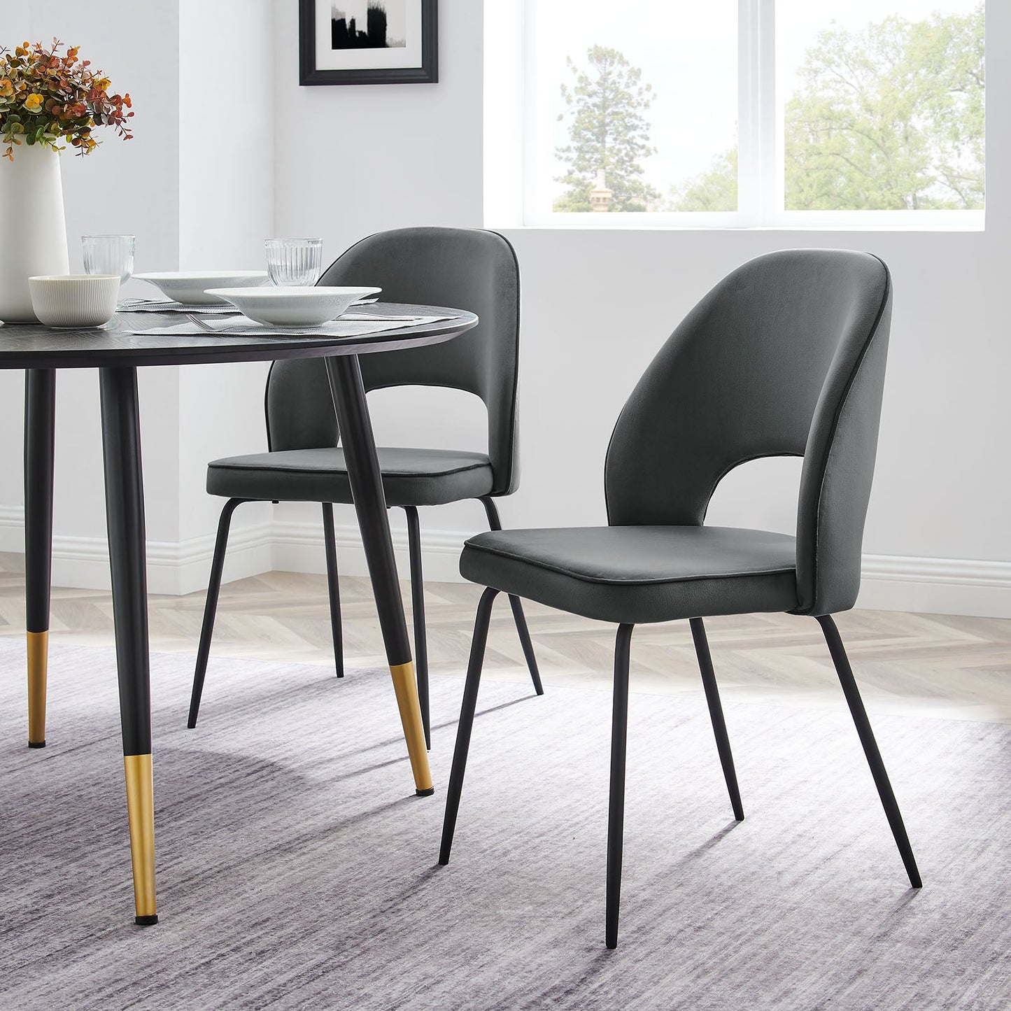 Modway Nico Performance Velvet Dining Chair Set of 2 | Dining Chairs | Modishstore-10