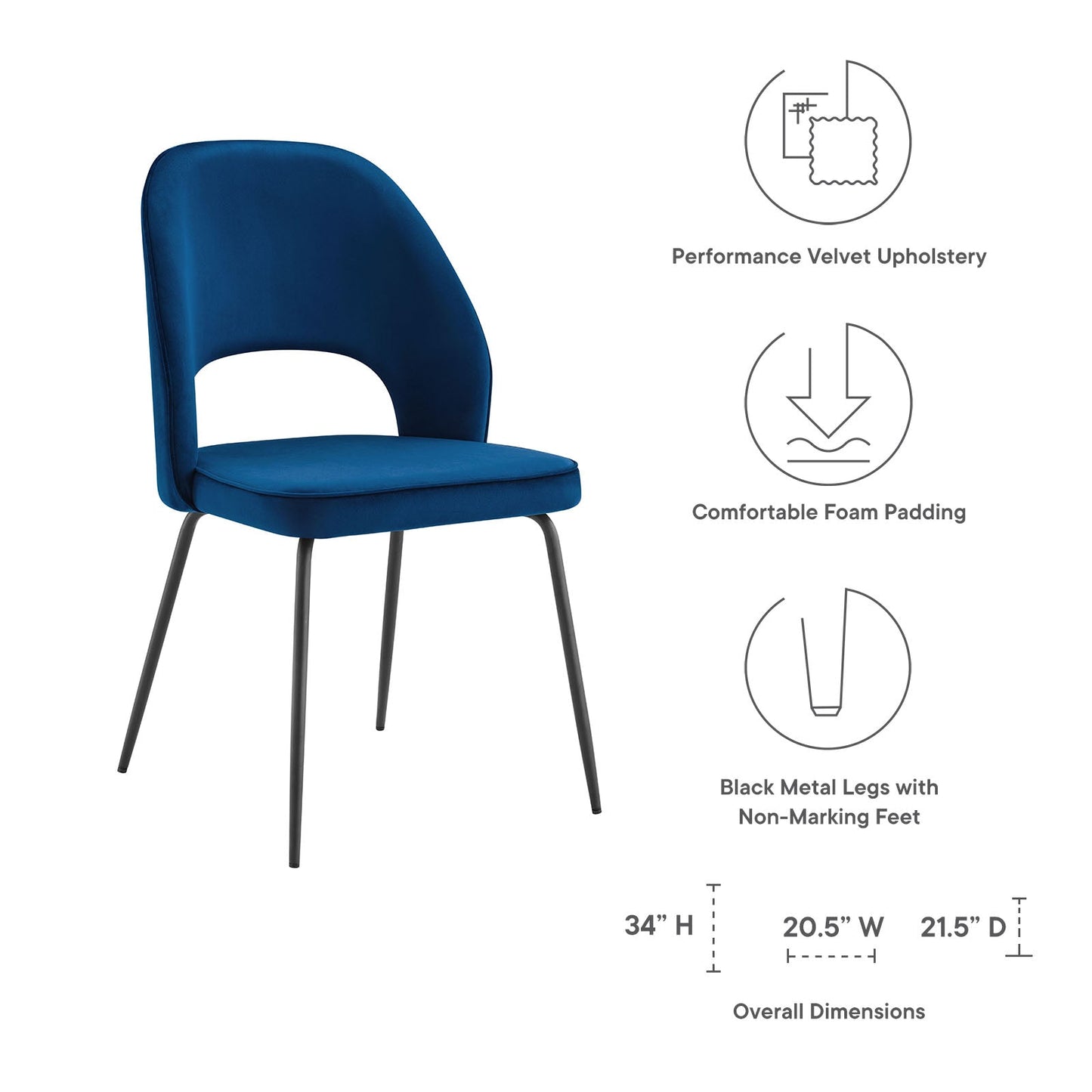 Modway Nico Performance Velvet Dining Chair Set of 2 | Dining Chairs | Modishstore-16