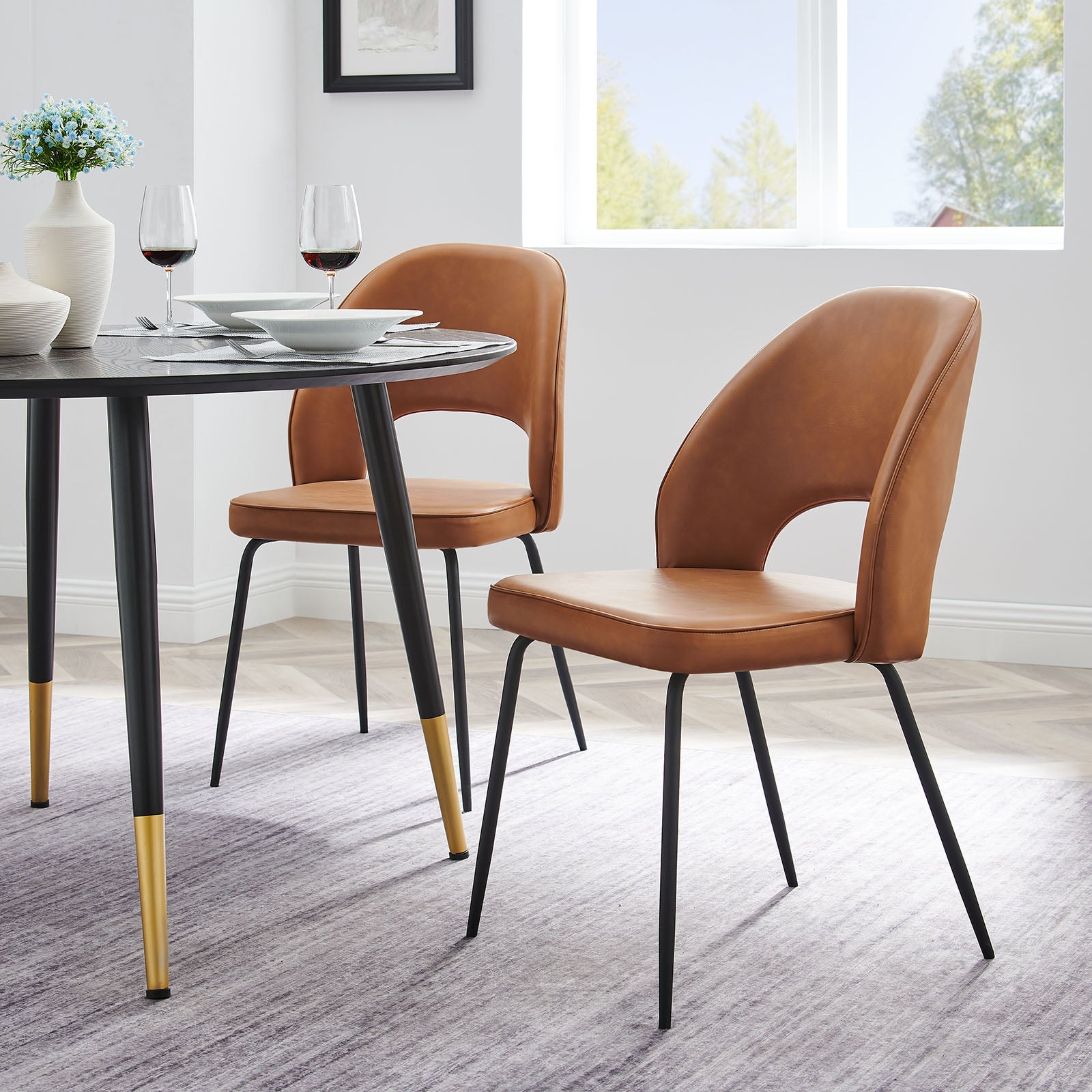 Modway Nico Vegan Leather Dining Chair Set of 2 | Dining Chairs | Modishstore