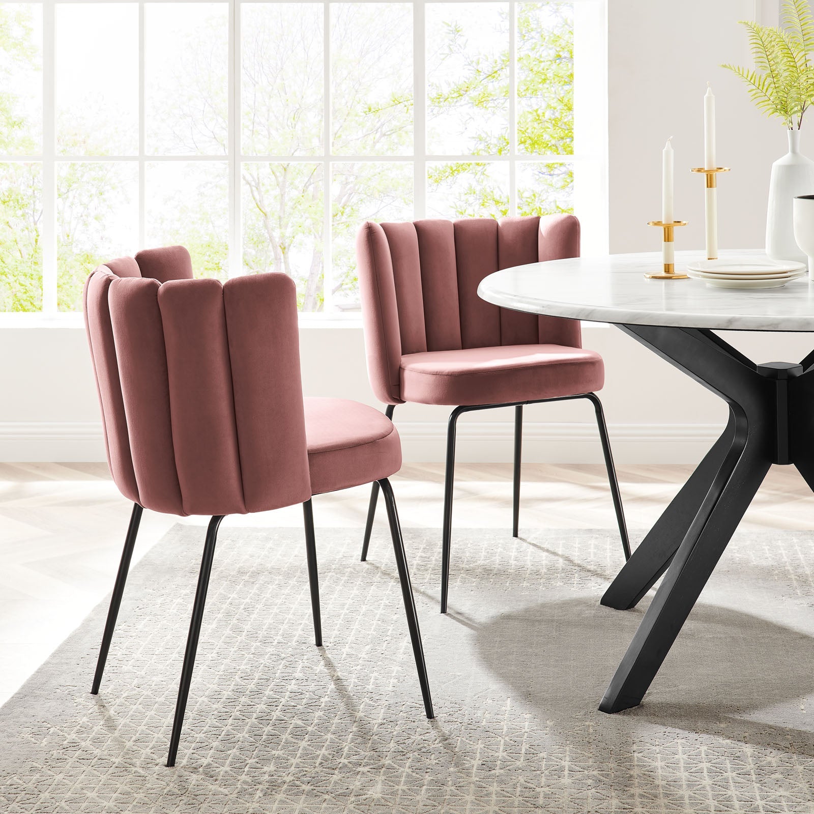 Modway Virtue Performance Velvet Dining Chair Set of 2 | Dining Chairs | Modishstore