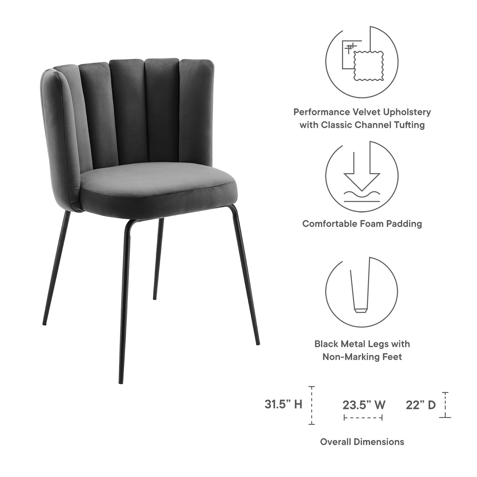 Modway Virtue Performance Velvet Dining Chair Set of 2 | Dining Chairs | Modishstore-23
