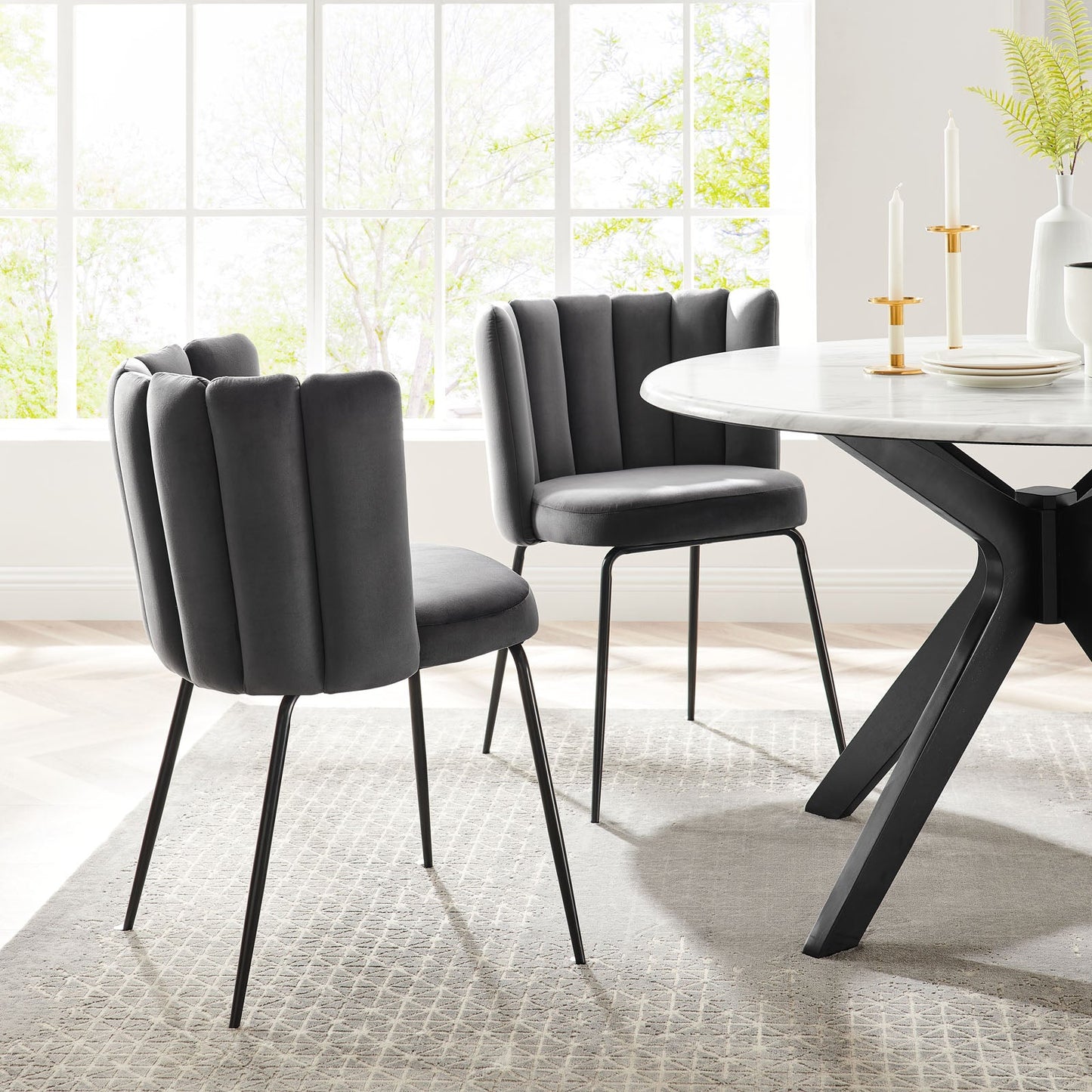 Modway Virtue Performance Velvet Dining Chair Set of 2 | Dining Chairs | Modishstore-19