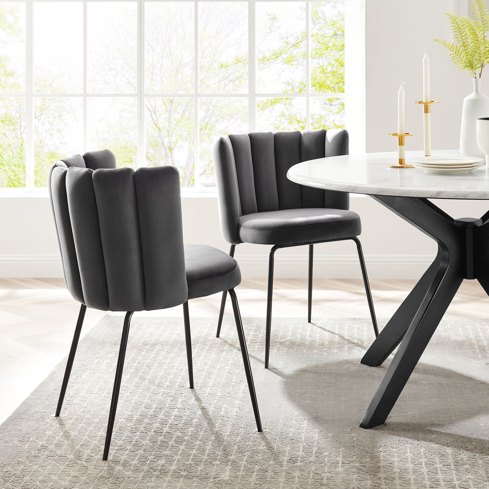 Modway Virtue Performance Velvet Dining Chair Set of 2 | Dining Chairs | Modishstore-19