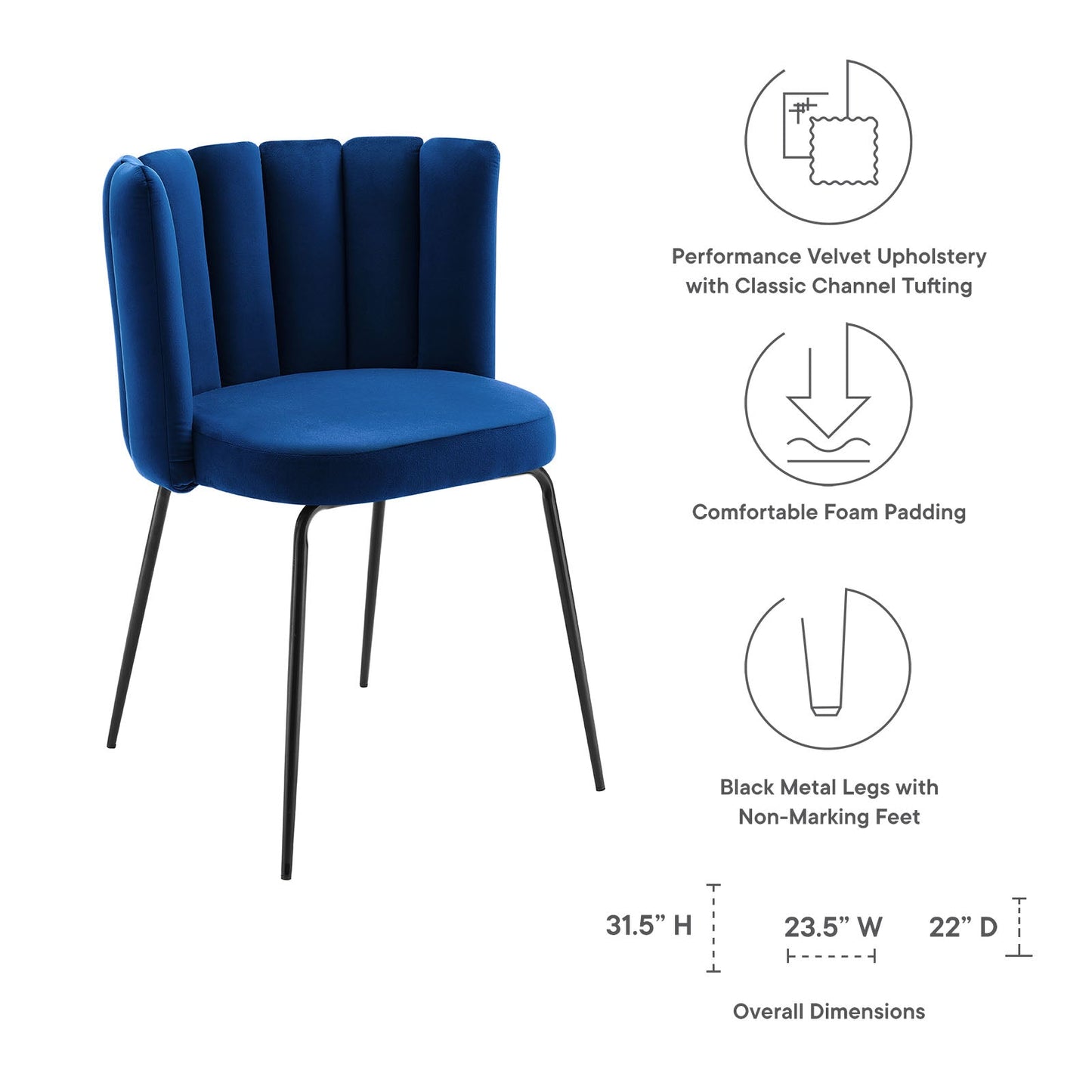 Modway Virtue Performance Velvet Dining Chair Set of 2 | Dining Chairs | Modishstore-24