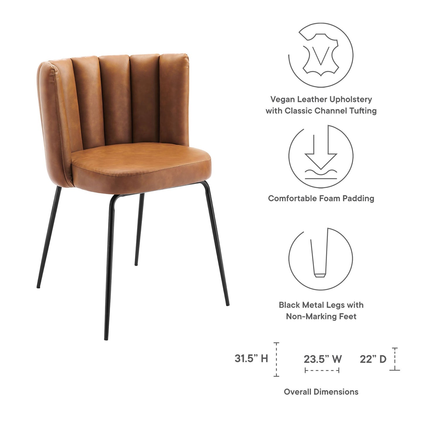Modway Virtue Vegan Leather Dining Chair Set of 2 | Dining Chairs | Modishstore-8