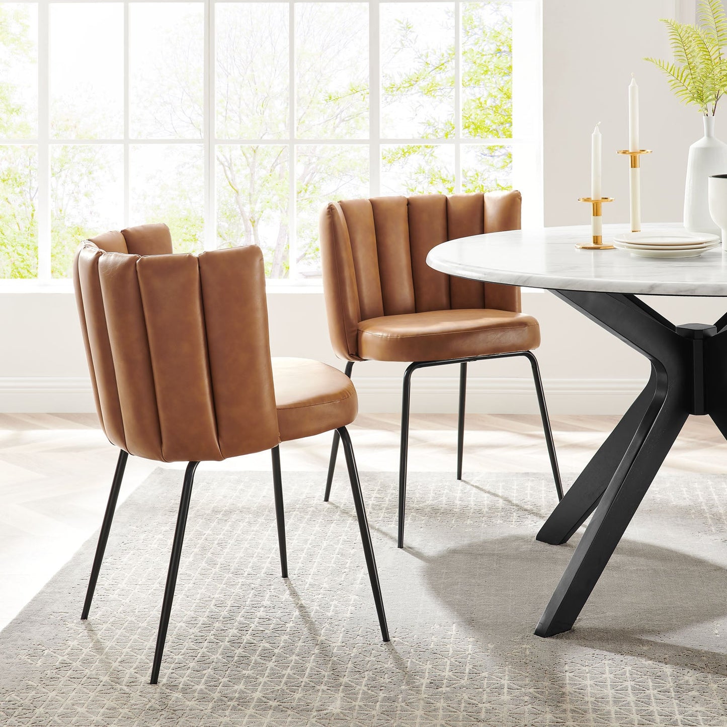 Modway Virtue Vegan Leather Dining Chair Set of 2 | Dining Chairs | Modishstore