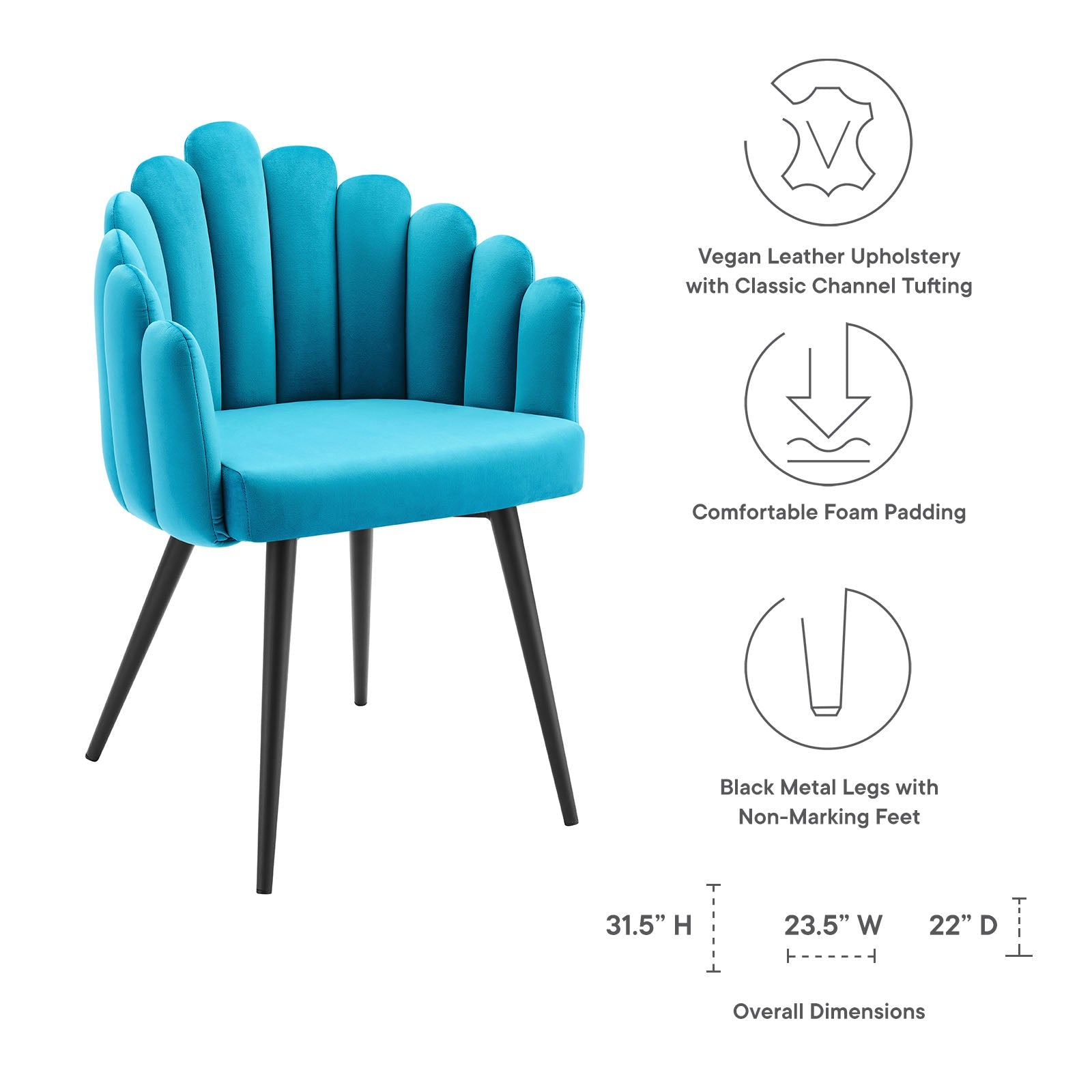 Modway Vanguard Performance Velvet Dining Chair | Dining Chairs | Modishstore-7