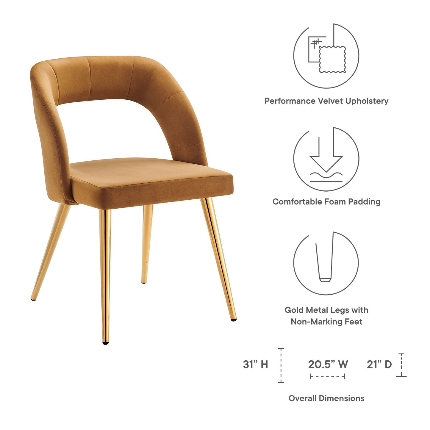 Modway Marciano Performance Velvet Dining Chair | Dining Chairs | Modishstore-7