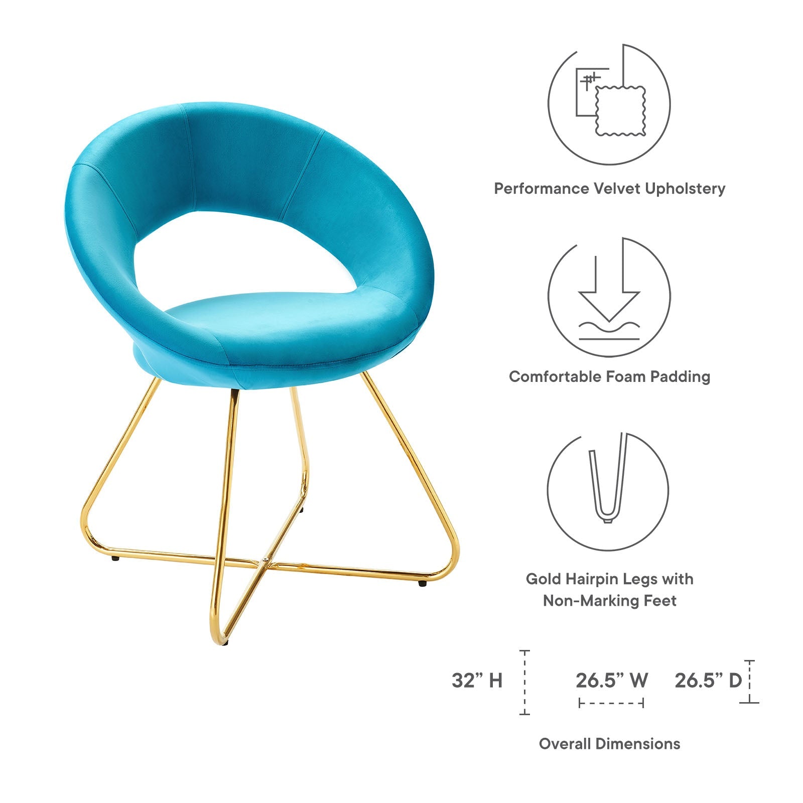 Modway Nouvelle Performance Velvet Dining Chair Set of 2 | Dining Chairs | Modishstore-8