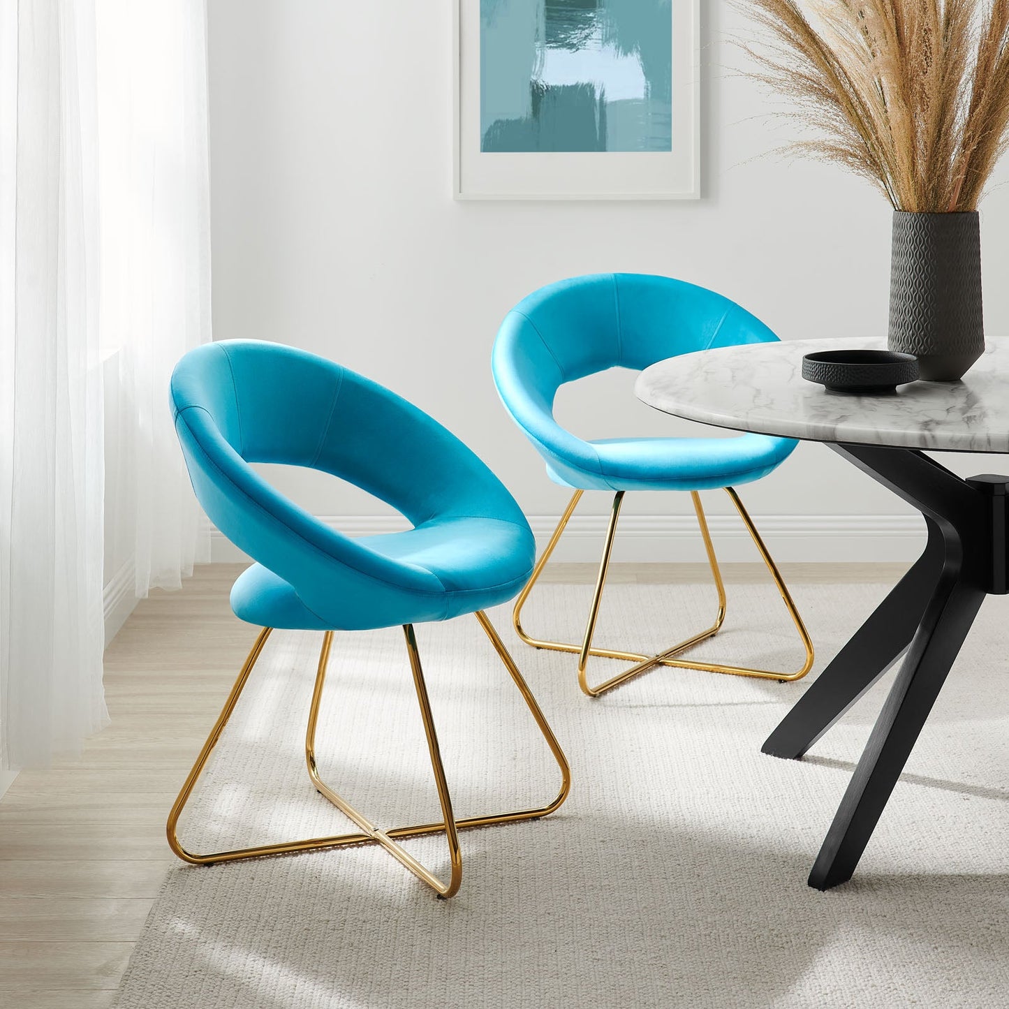 Modway Nouvelle Performance Velvet Dining Chair Set of 2 | Dining Chairs | Modishstore
