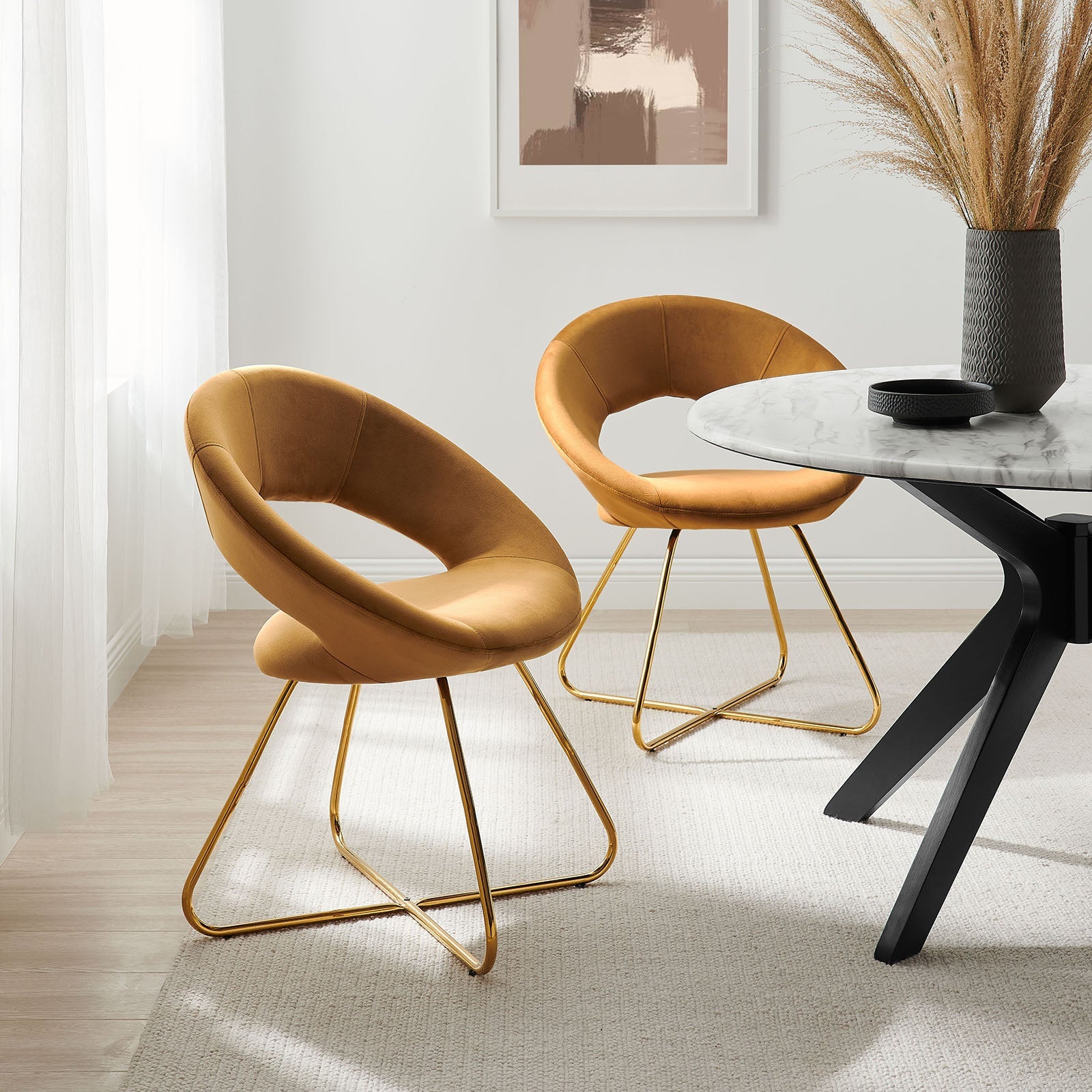 Modway Nouvelle Performance Velvet Dining Chair Set of 2 | Dining Chairs | Modishstore-23