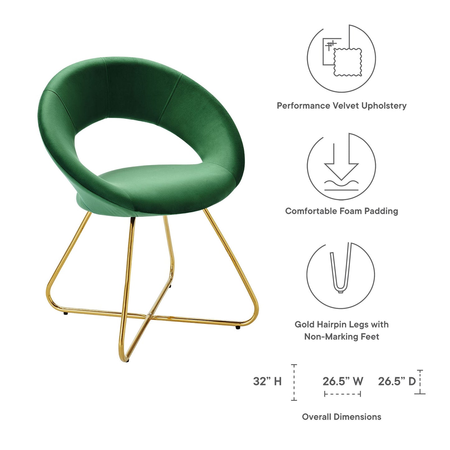 Modway Nouvelle Performance Velvet Dining Chair Set of 2 | Dining Chairs | Modishstore-40