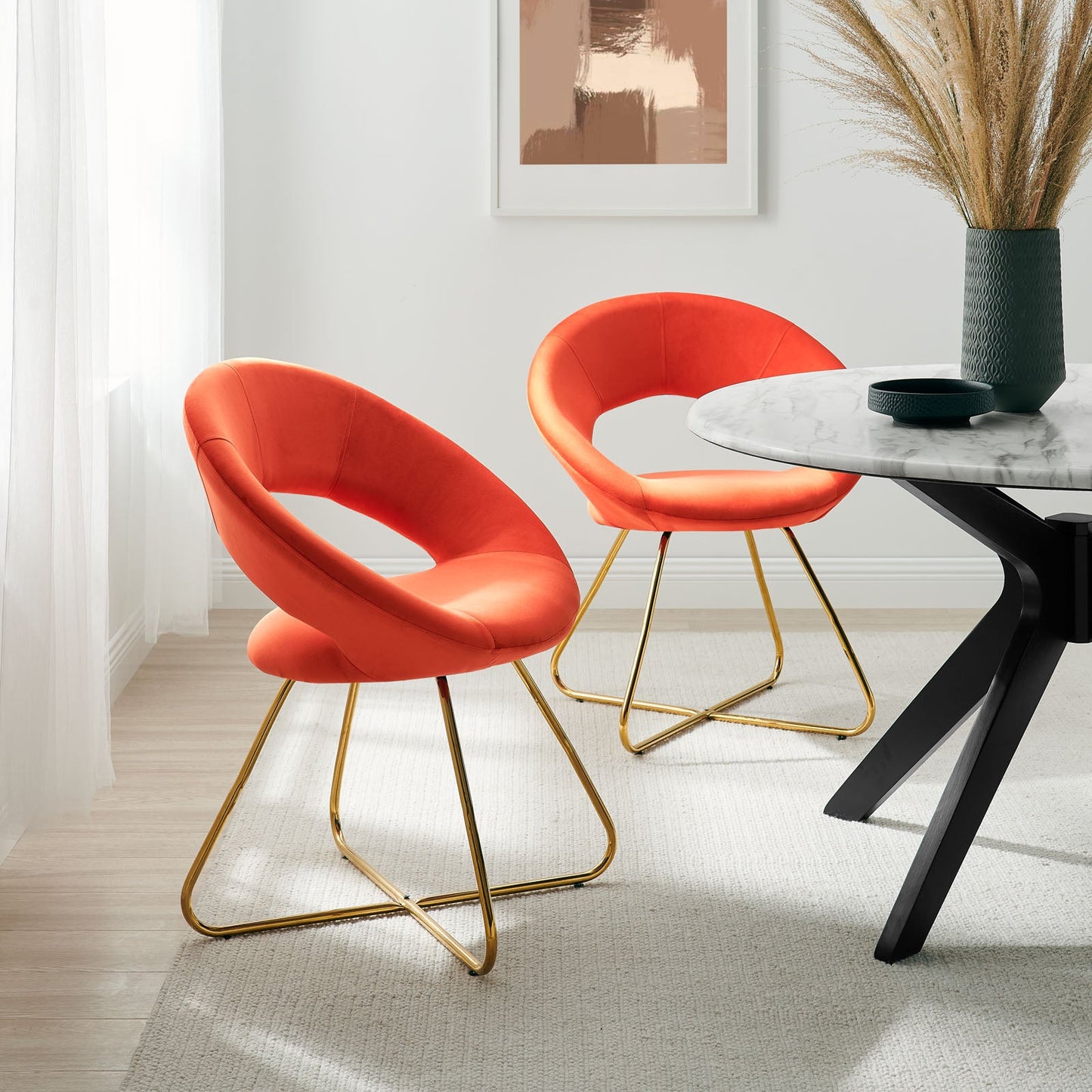 Modway Nouvelle Performance Velvet Dining Chair Set of 2 | Dining Chairs | Modishstore-47