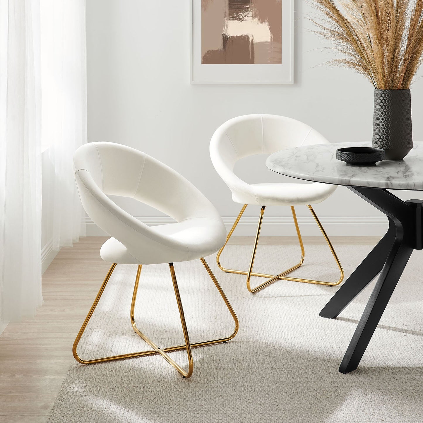 Modway Nouvelle Performance Velvet Dining Chair Set of 2 | Dining Chairs | Modishstore-55