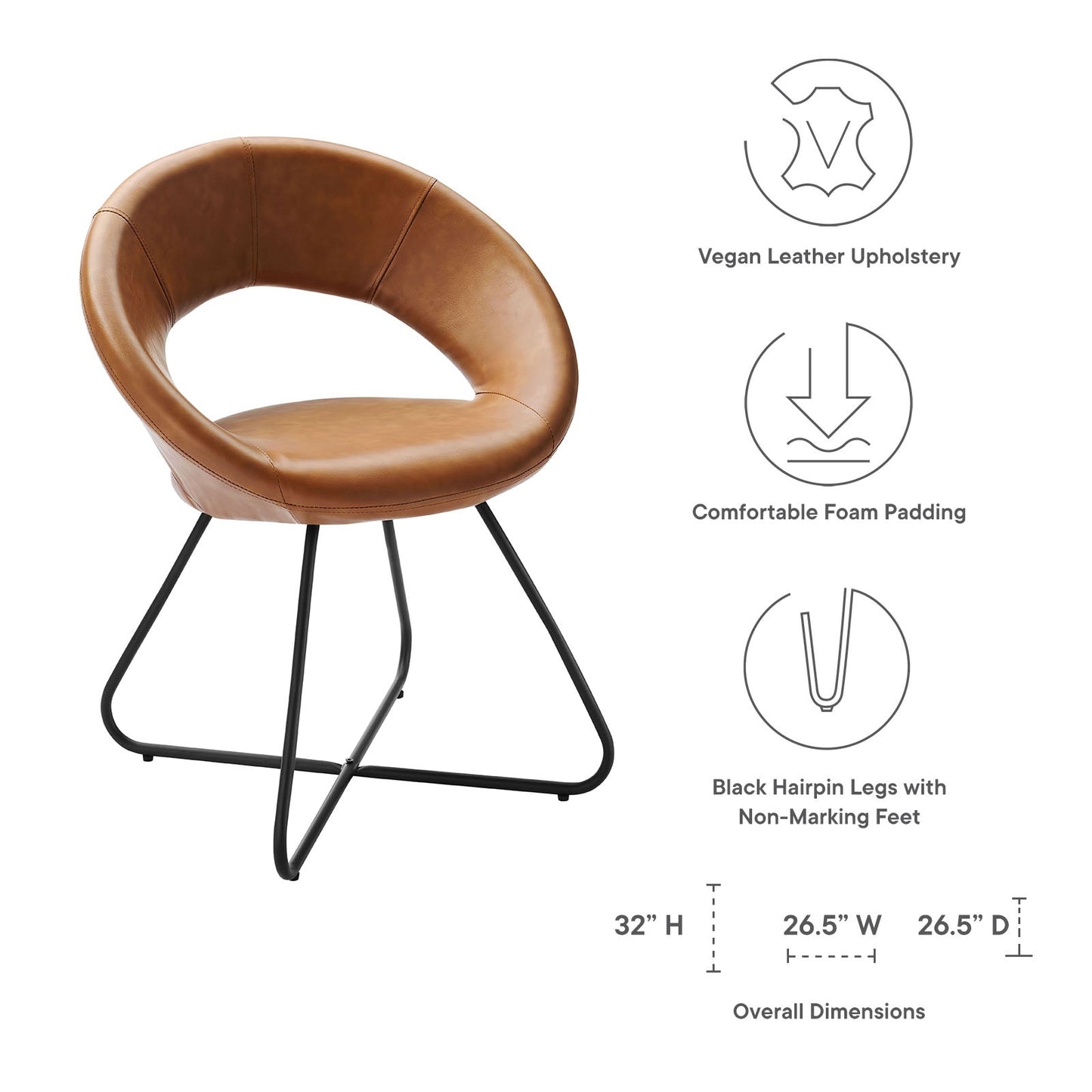 Modway Nouvelle Vegan Leather Dining Chair Set of 2 | Dining Chairs | Modishstore-8