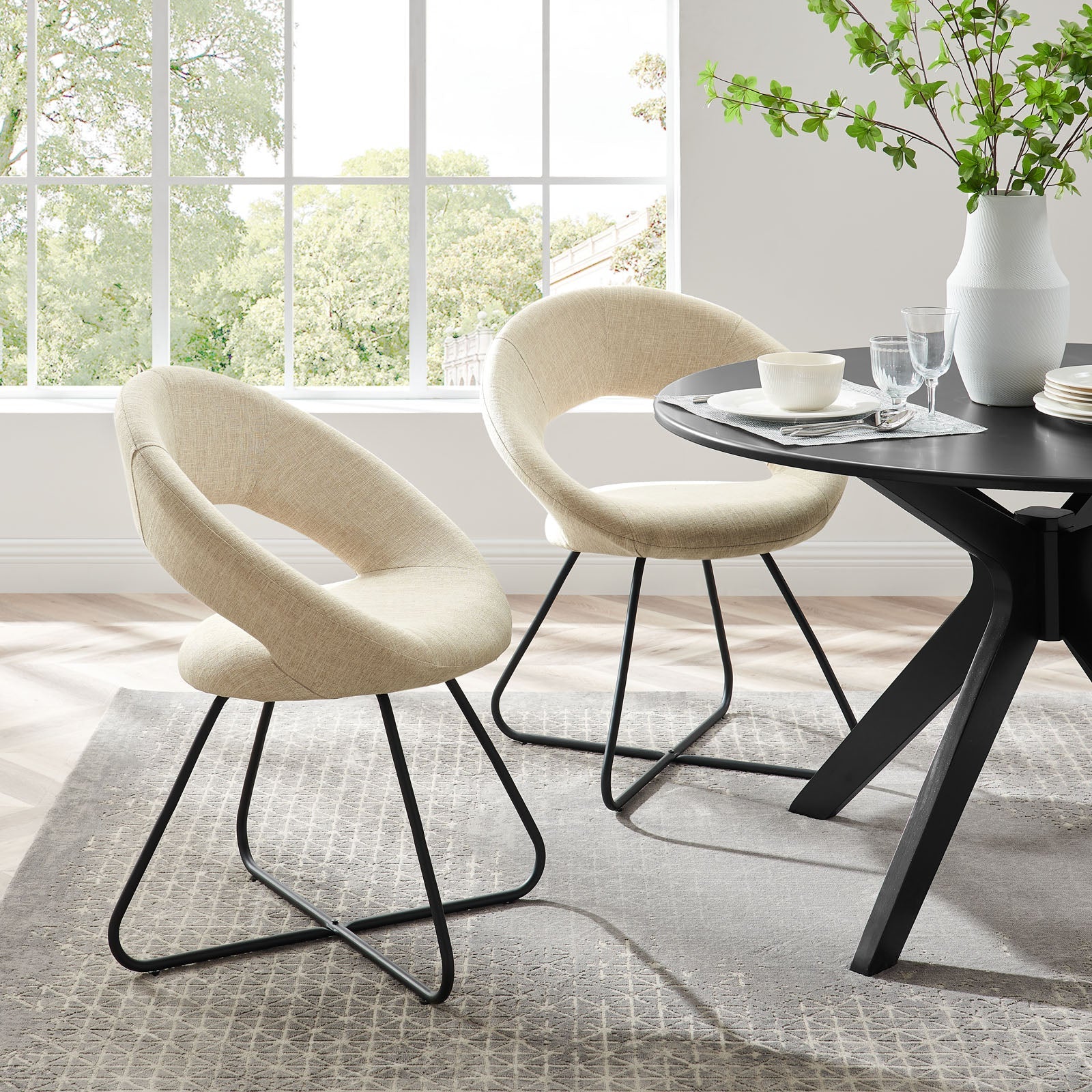 Modway Nouvelle Upholstered Fabric Dining Chair Set of 2 | Dining Chairs | Modishstore